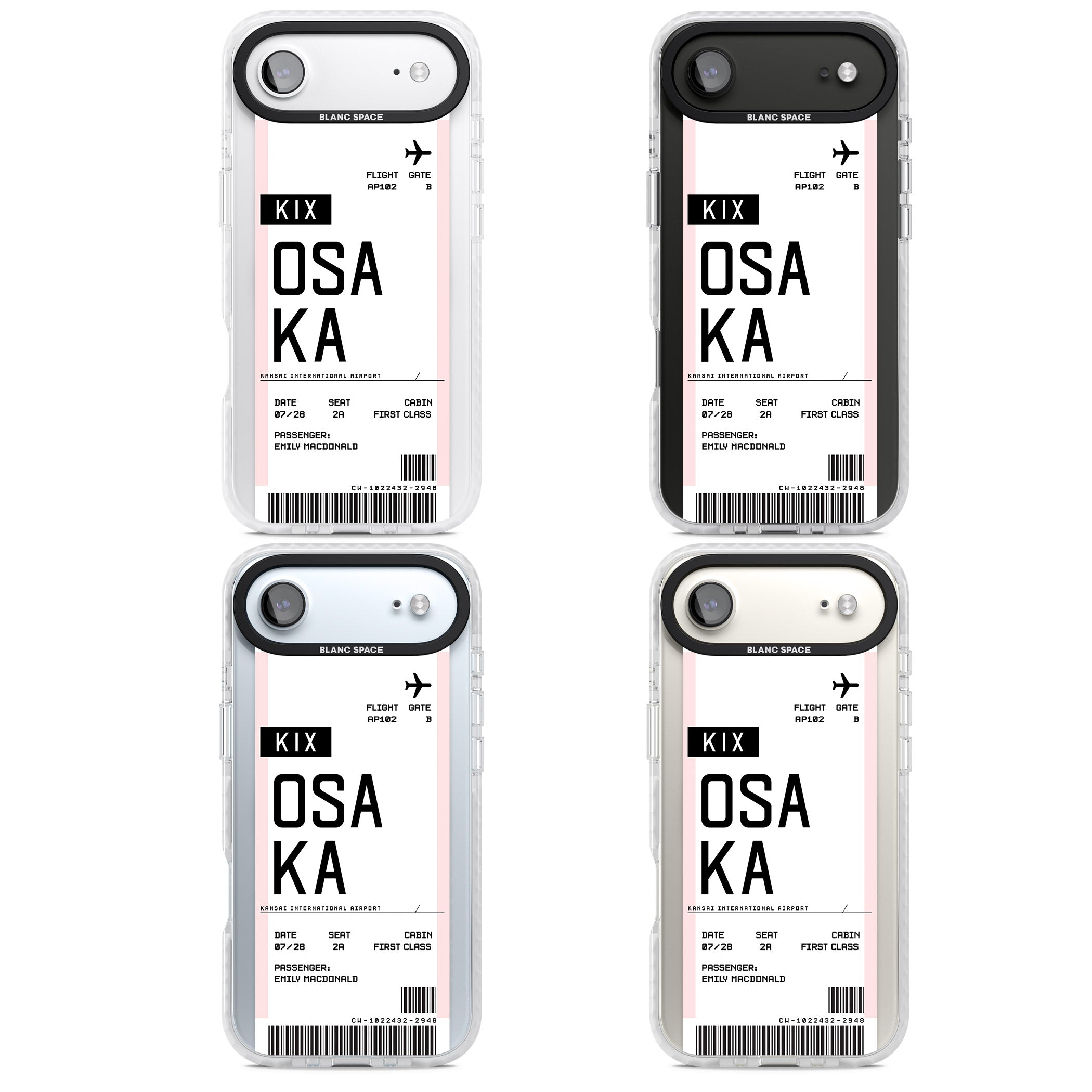 Personalised Osaka Boarding Pass iPhone 17 Air Impact Pro Clear Phone Case APT Impact Protection