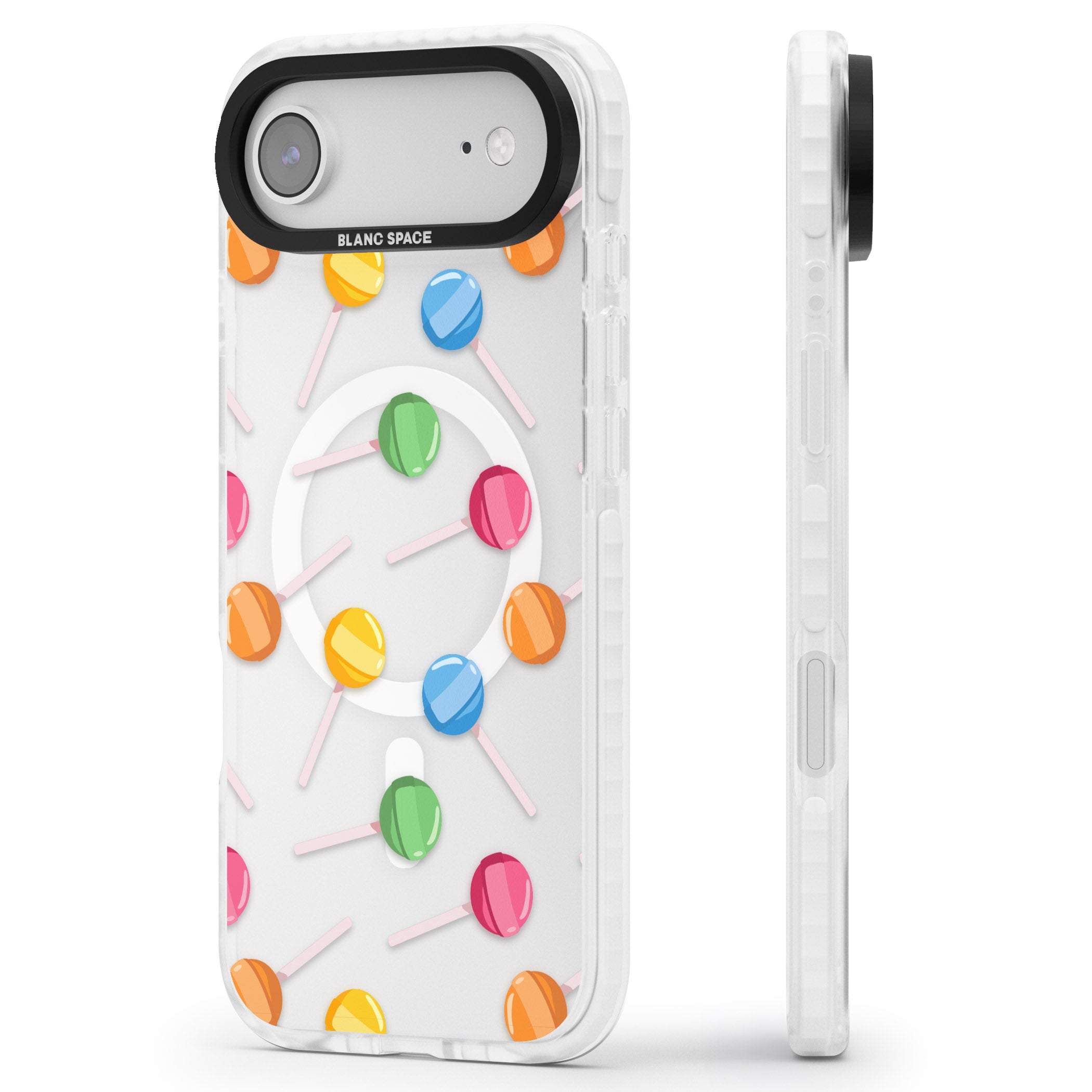 Lollipop Pattern iPhone 17 Air Impact Pro Clear Phone Case Side Profile