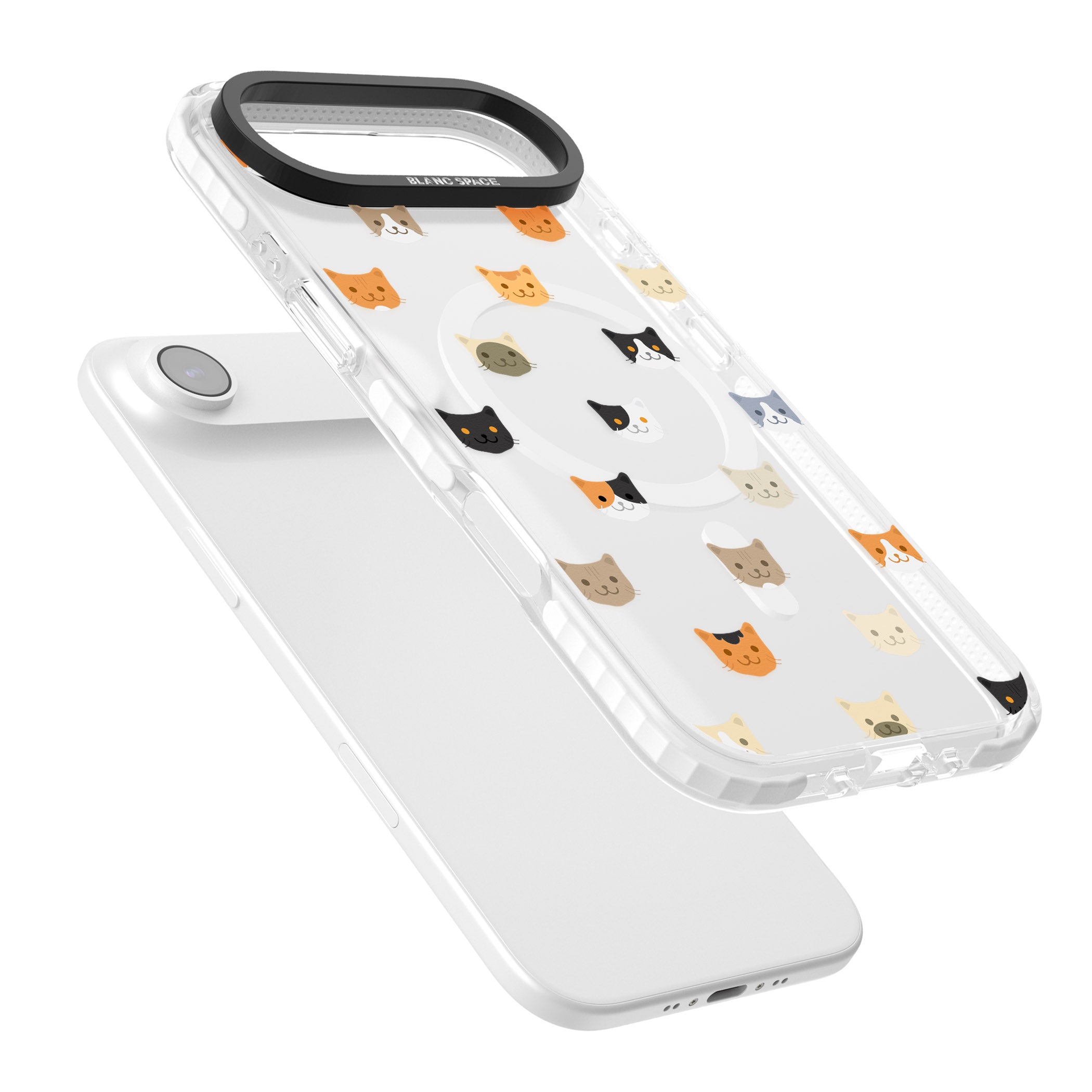 Cute Cat Face Transparent iPhone 17 Air Impact Pro Clear Phone Case Colours