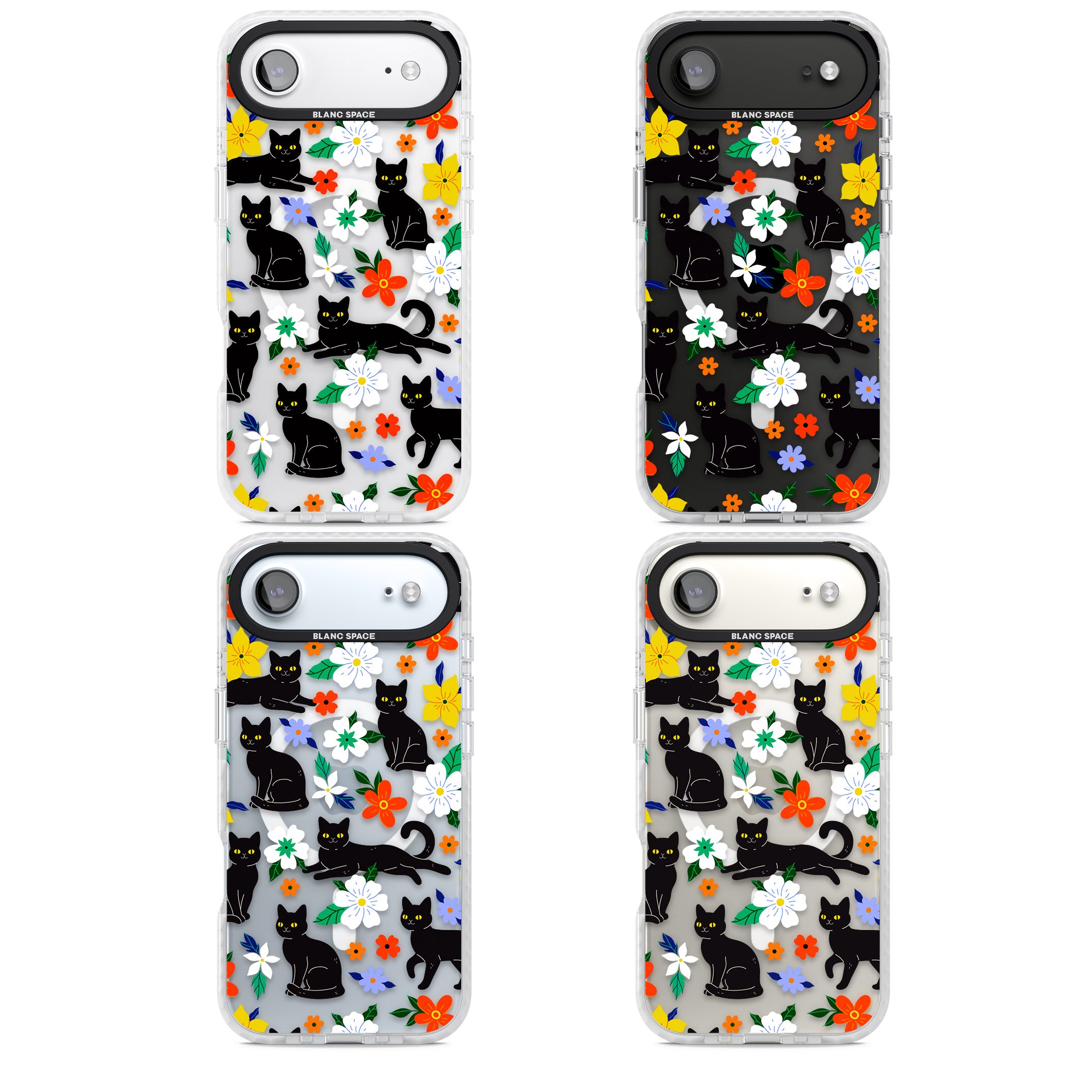 Cats Flowers iPhone 17 Air Impact Pro Clear Phone Case APT Impact Protection