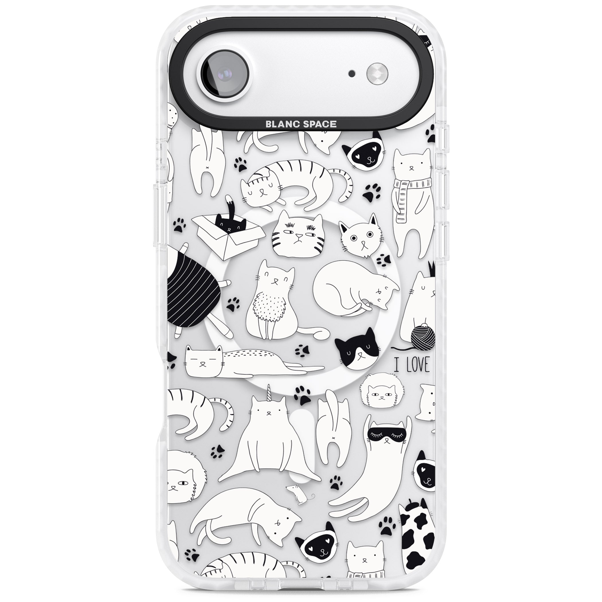 Cartoon Cat Collage Black & White iPhone 17 Air Impact Pro Clear Phone Case