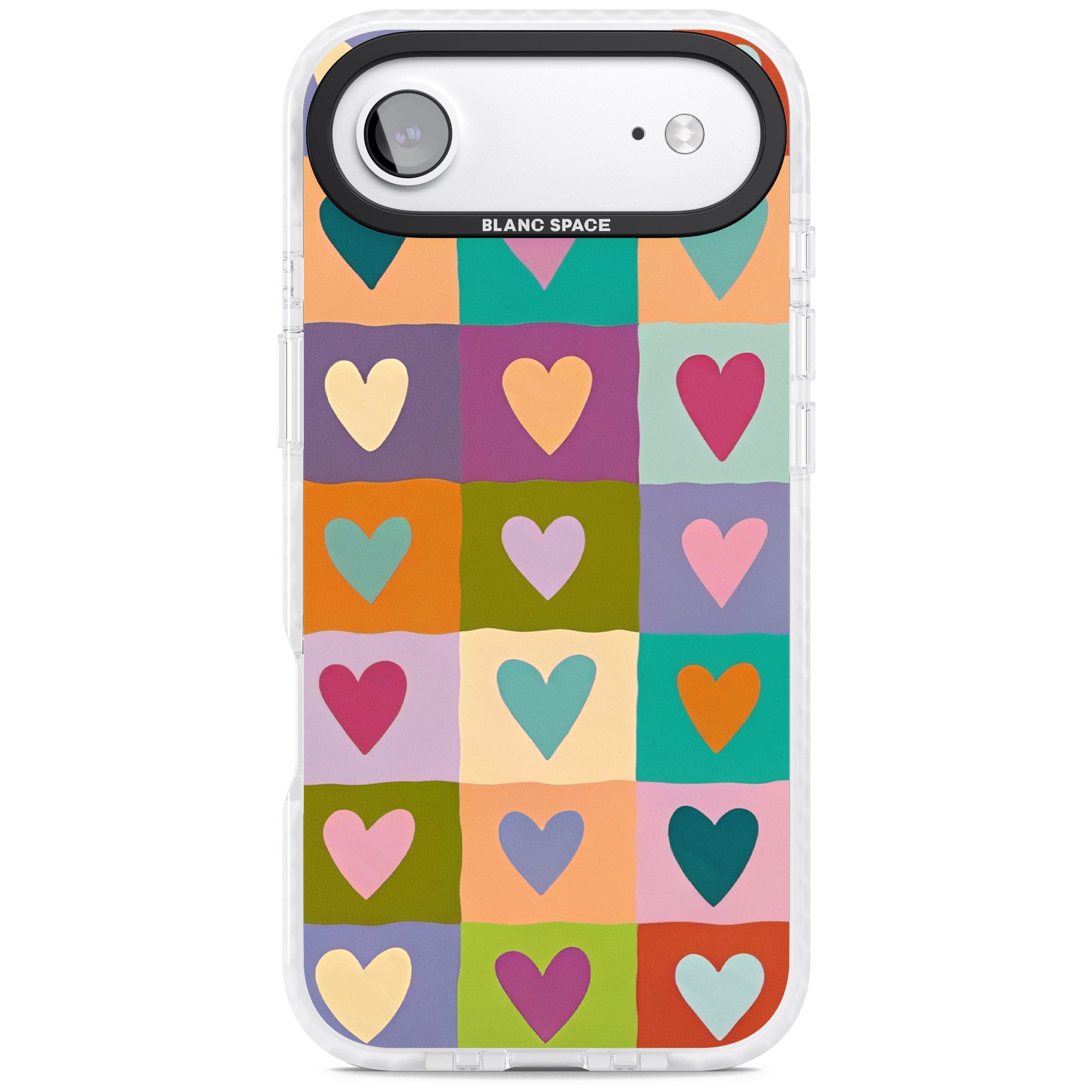Multicolour Checked Hearts iPhone 17 Air Impact Pro Clear Phone Case