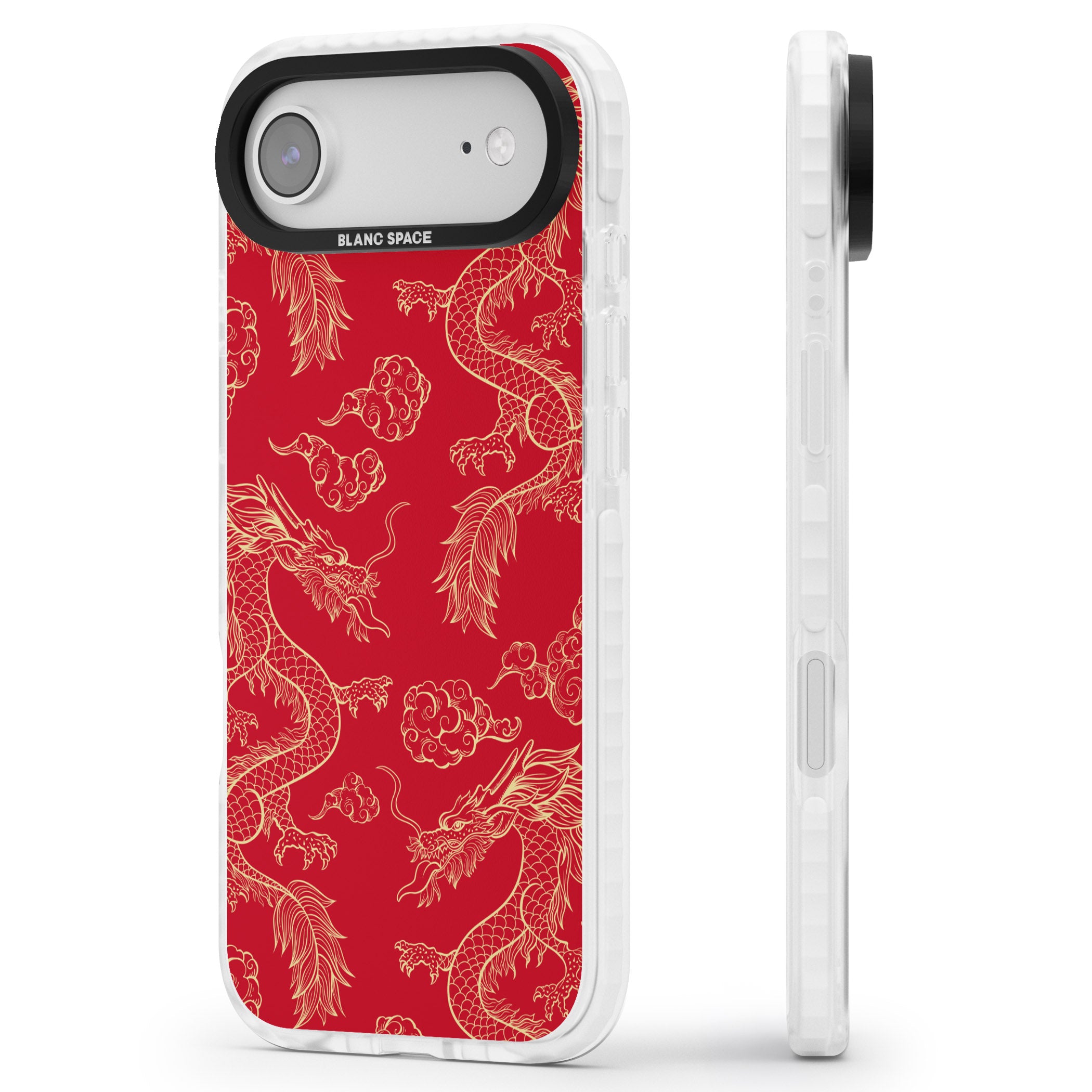 Red And Gold Dragon Pattern iPhone 17 Air Impact Pro Clear Phone Case Side Profile