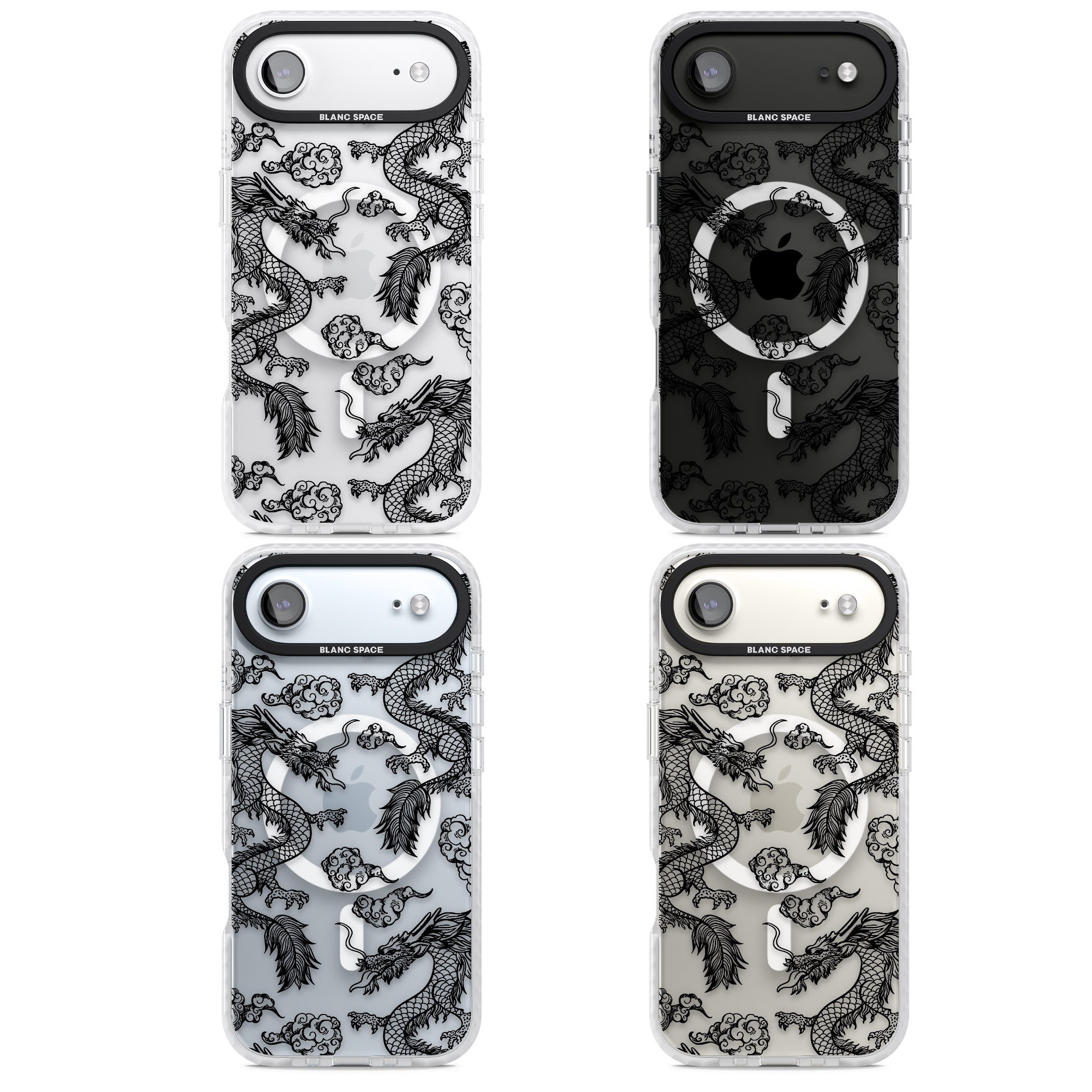 Black Dragon Pattern iPhone 17 Air Impact Pro Clear Phone Case APT Impact Protection