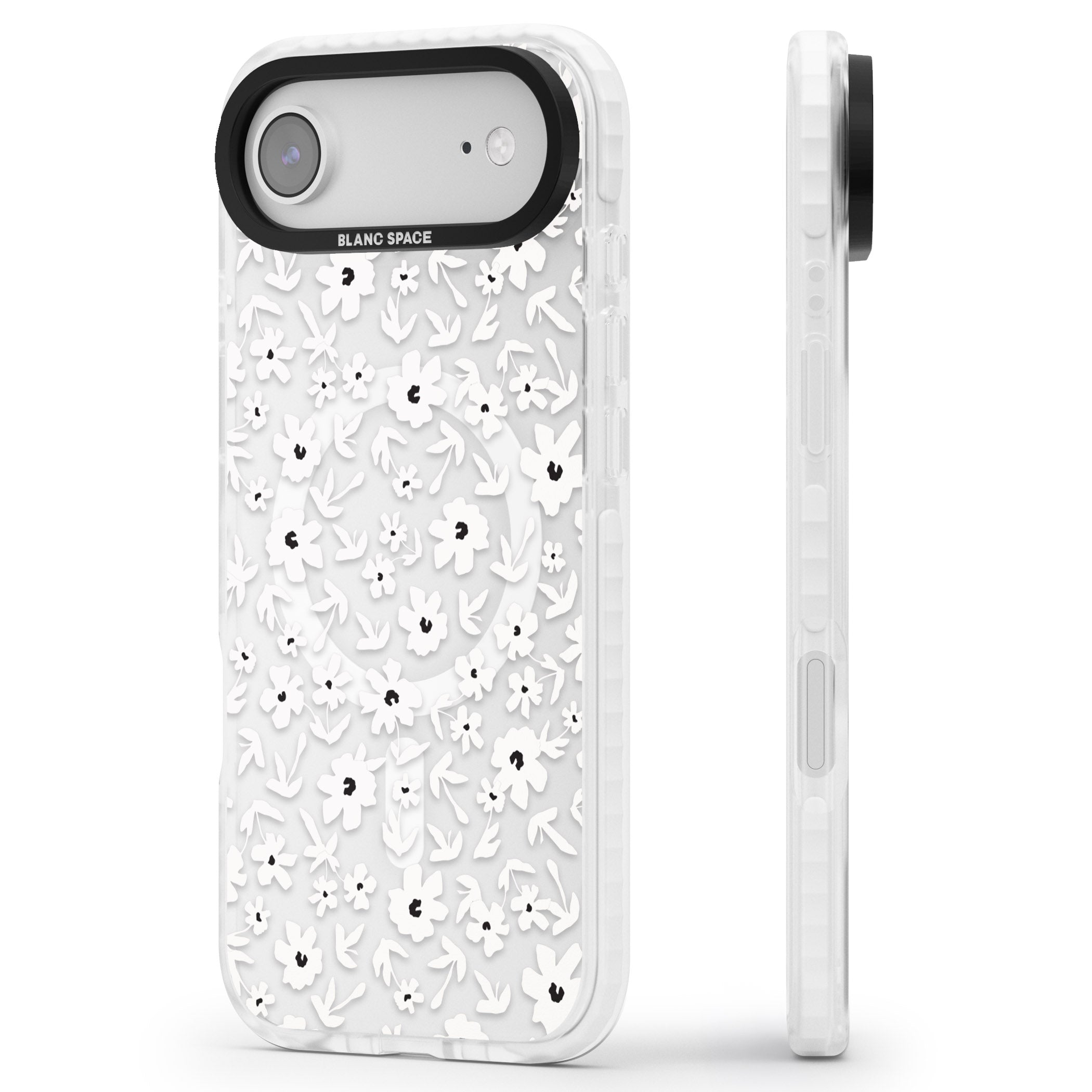 Monochrome Floral iPhone 17 Air Impact Pro Clear Phone Case Side Profile
