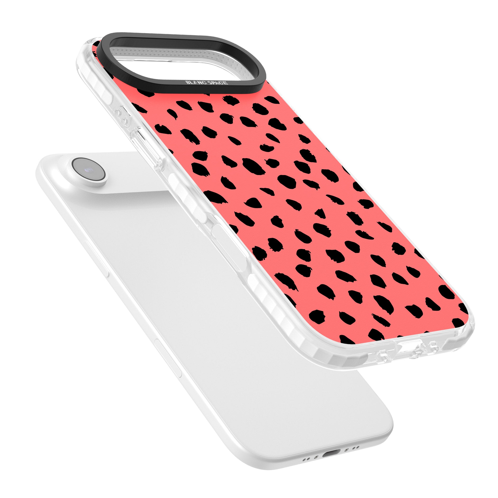 Black Dalmatian Spots On Coral iPhone 17 Air Impact Pro Clear Phone Case Colours