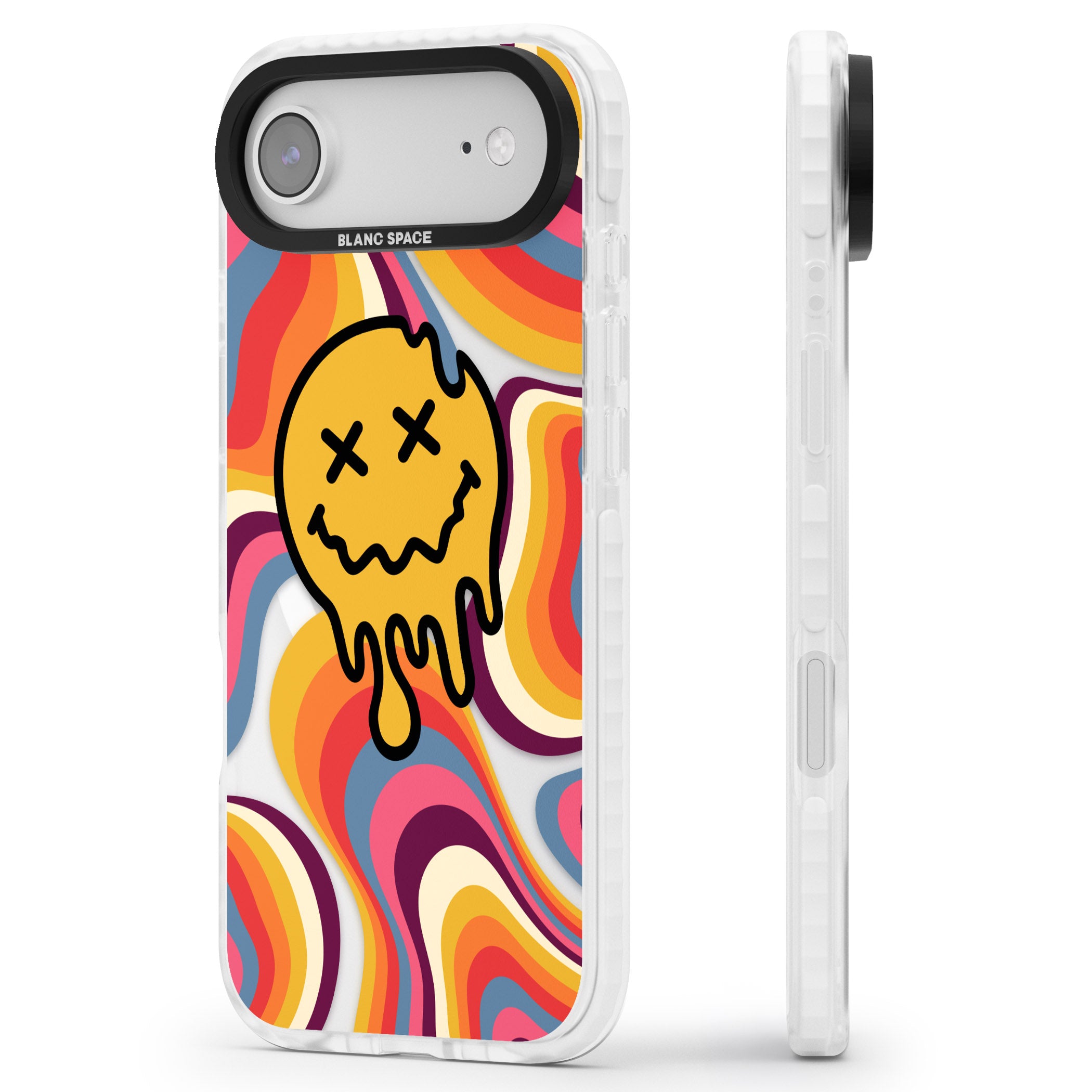 Trippy Face Melt iPhone 17 Air Impact Pro Clear Phone Case Side Profile