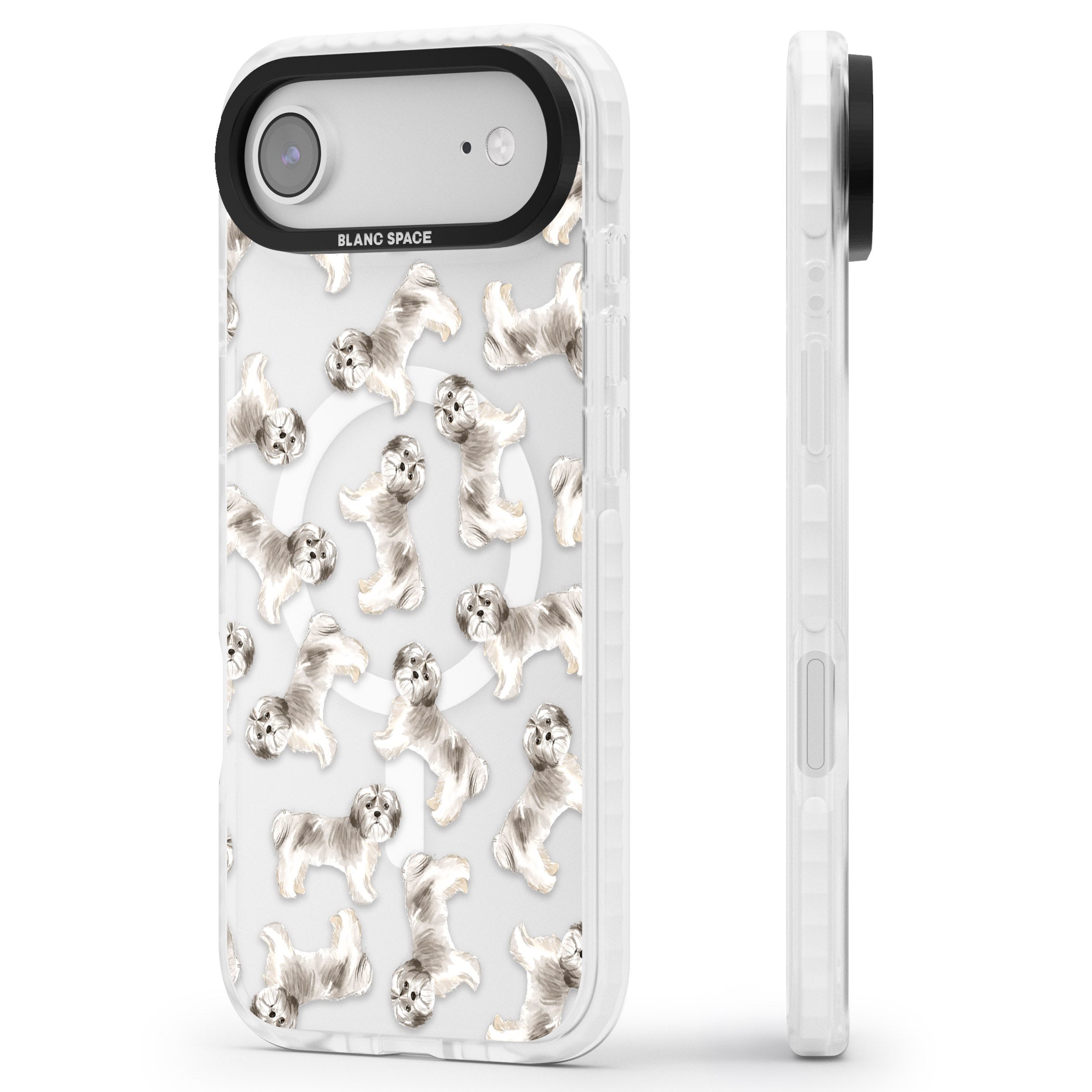 Shih Tzu Dog Pattern iPhone 17 Air Impact Pro Clear Phone Case Side Profile