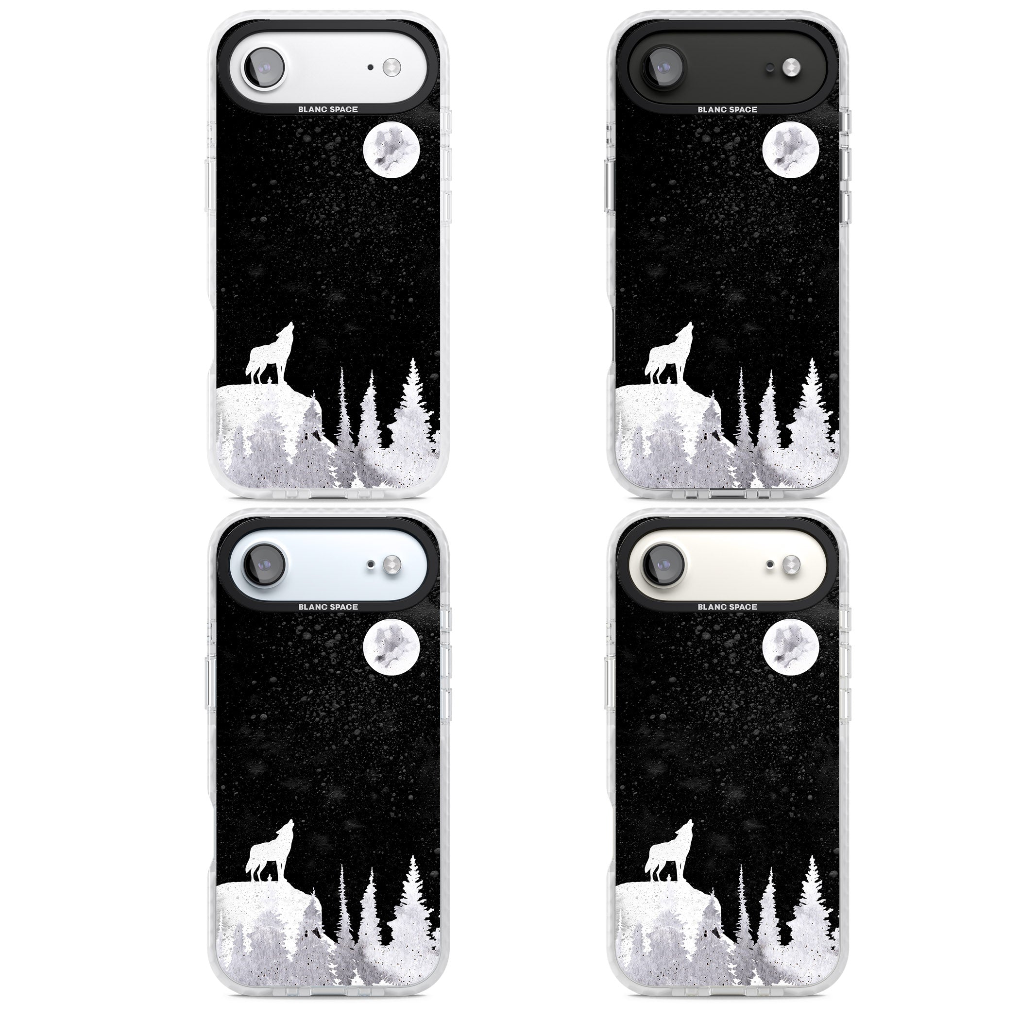 Moon Phases: Wolf & Full Moon iPhone 17 Air Impact Pro Clear Phone Case APT Impact Protection