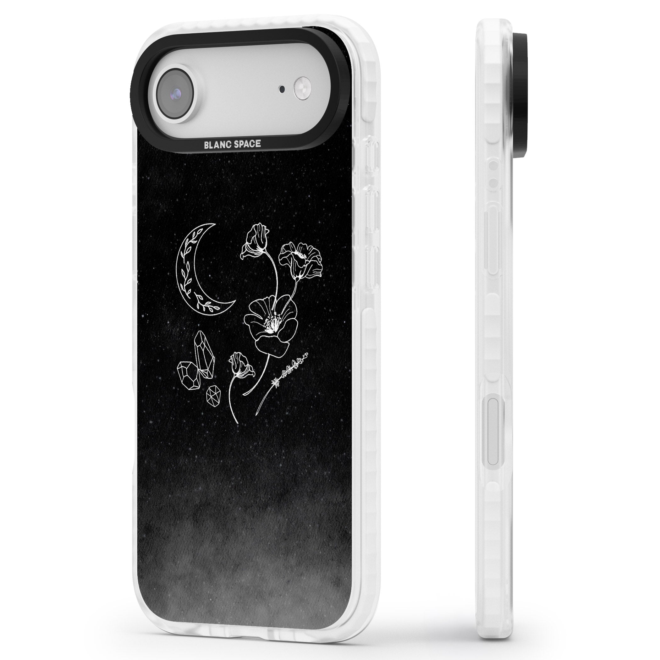 Midnight Moon Botanic iPhone 17 Air Impact Pro Clear Phone Case Side Profile