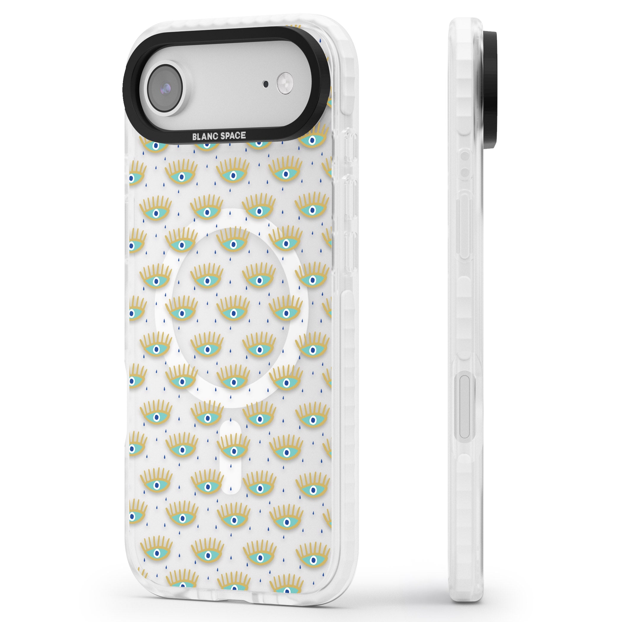 Crying Eyes Pattern iPhone 17 Air Impact Pro Clear Phone Case Side Profile