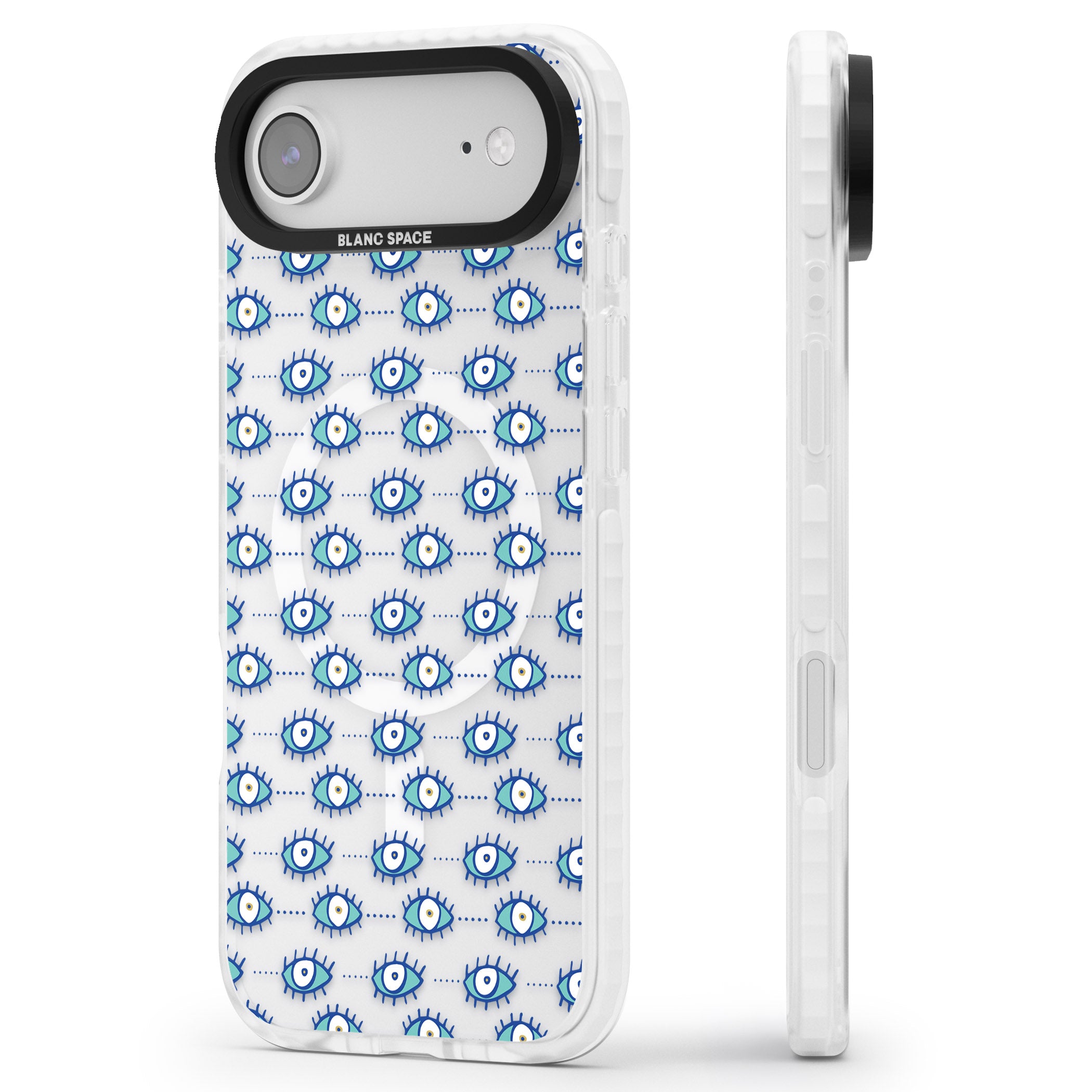 Psychedelic Eyes iPhone 17 Air Impact Pro Clear Phone Case Side Profile