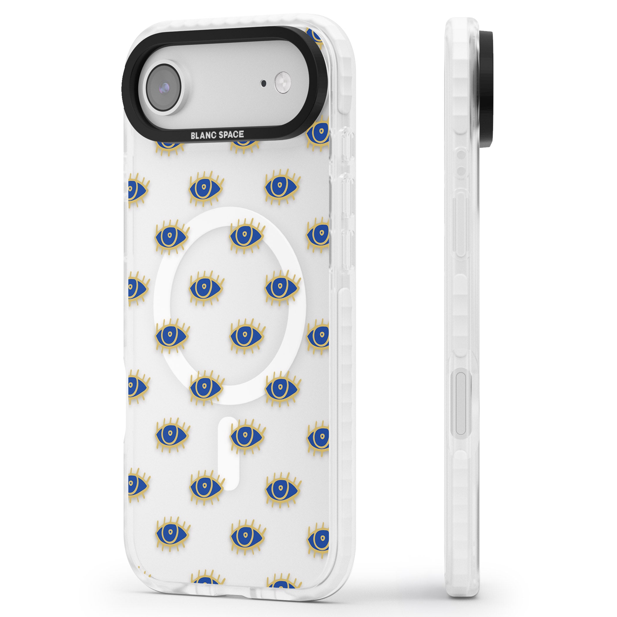 Psychedelic Eyes Pattern Classic iPhone 17 Air Impact Pro Clear Phone Case Side Profile
