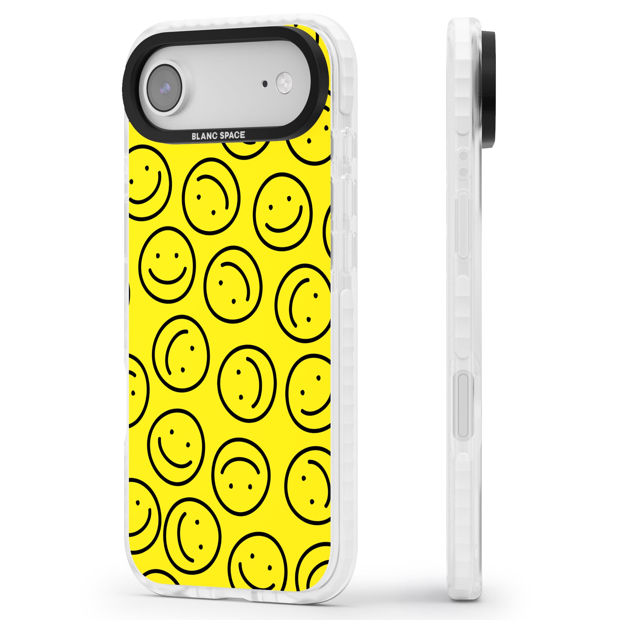 Happy Face Pattern iPhone 17 Air Impact Pro Clear Phone Case Side Profile