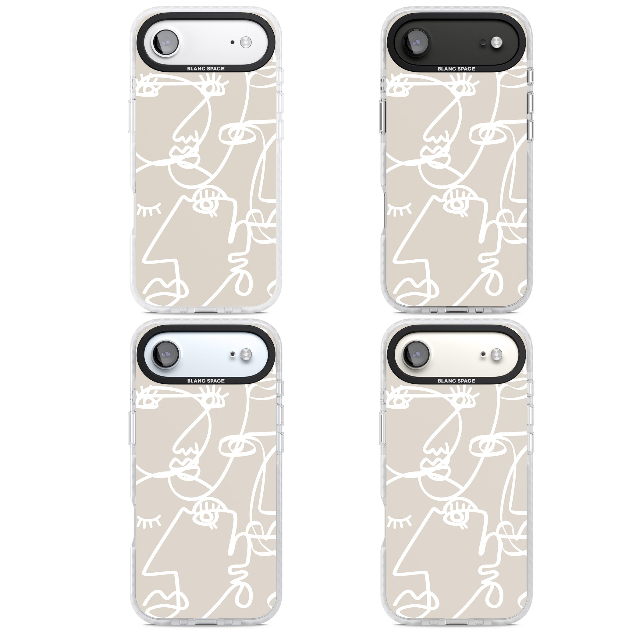 Abstract Line Art White Beige iPhone 17 Air Impact Pro Clear Phone Case APT Impact Protection