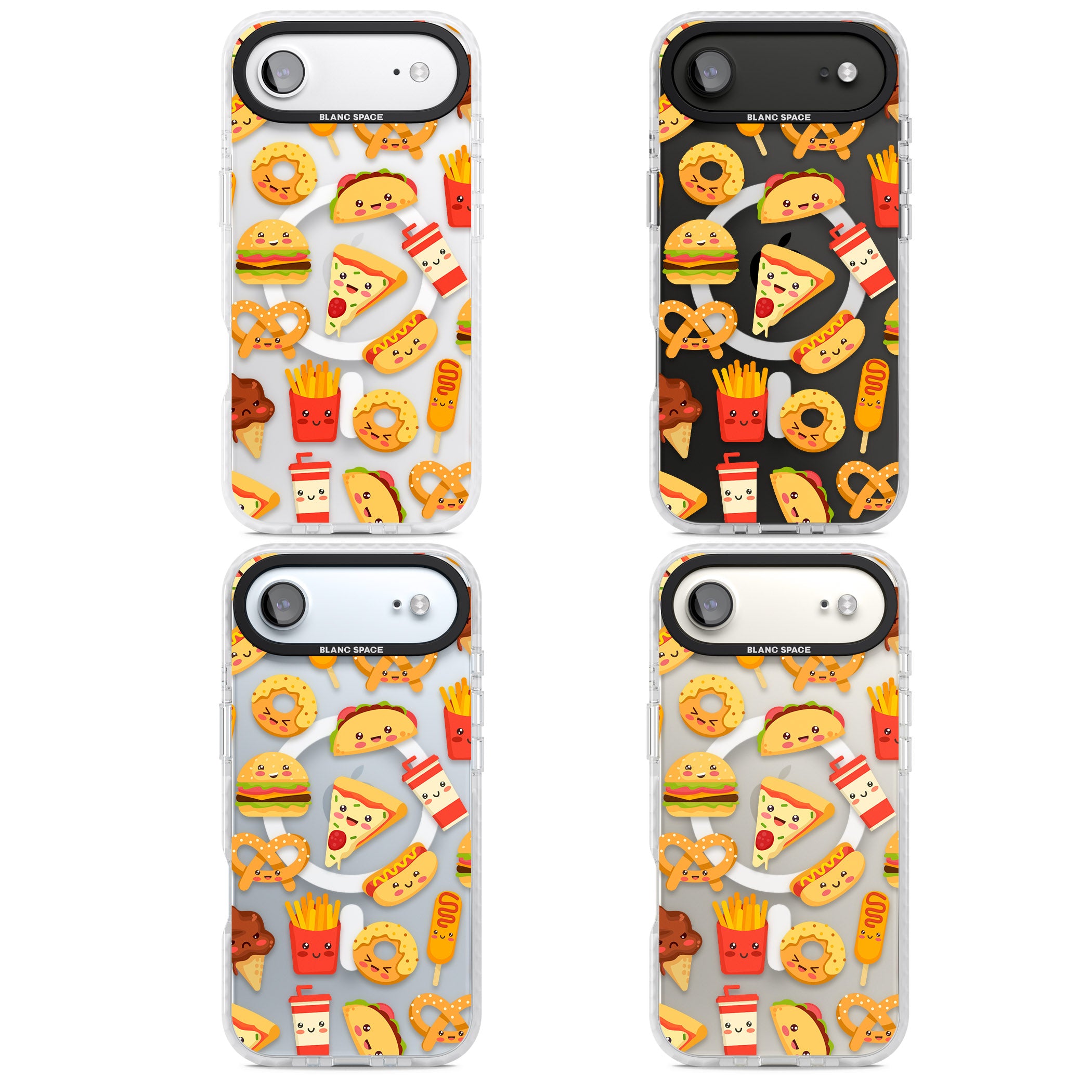 Fast Food Patterns Kawaii Fast Food Mix iPhone 17 Air Impact Pro Clear Phone Case APT Impact Protection
