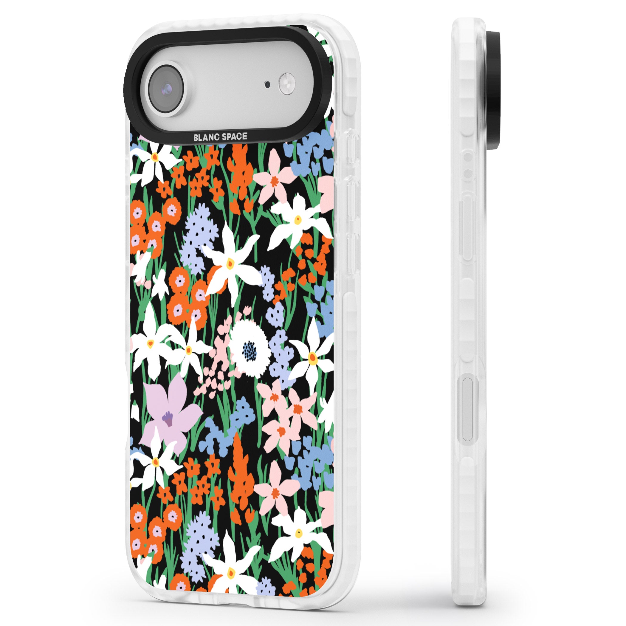 Floral Bloom Meadow Solid iPhone 17 Air Impact Pro Clear Phone Case Side Profile