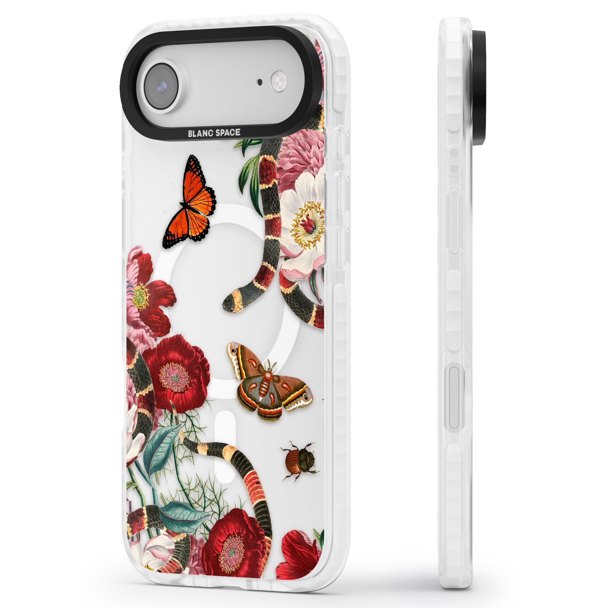 Botanical Snake iPhone 17 Air Impact Pro Clear Phone Case Side Profile