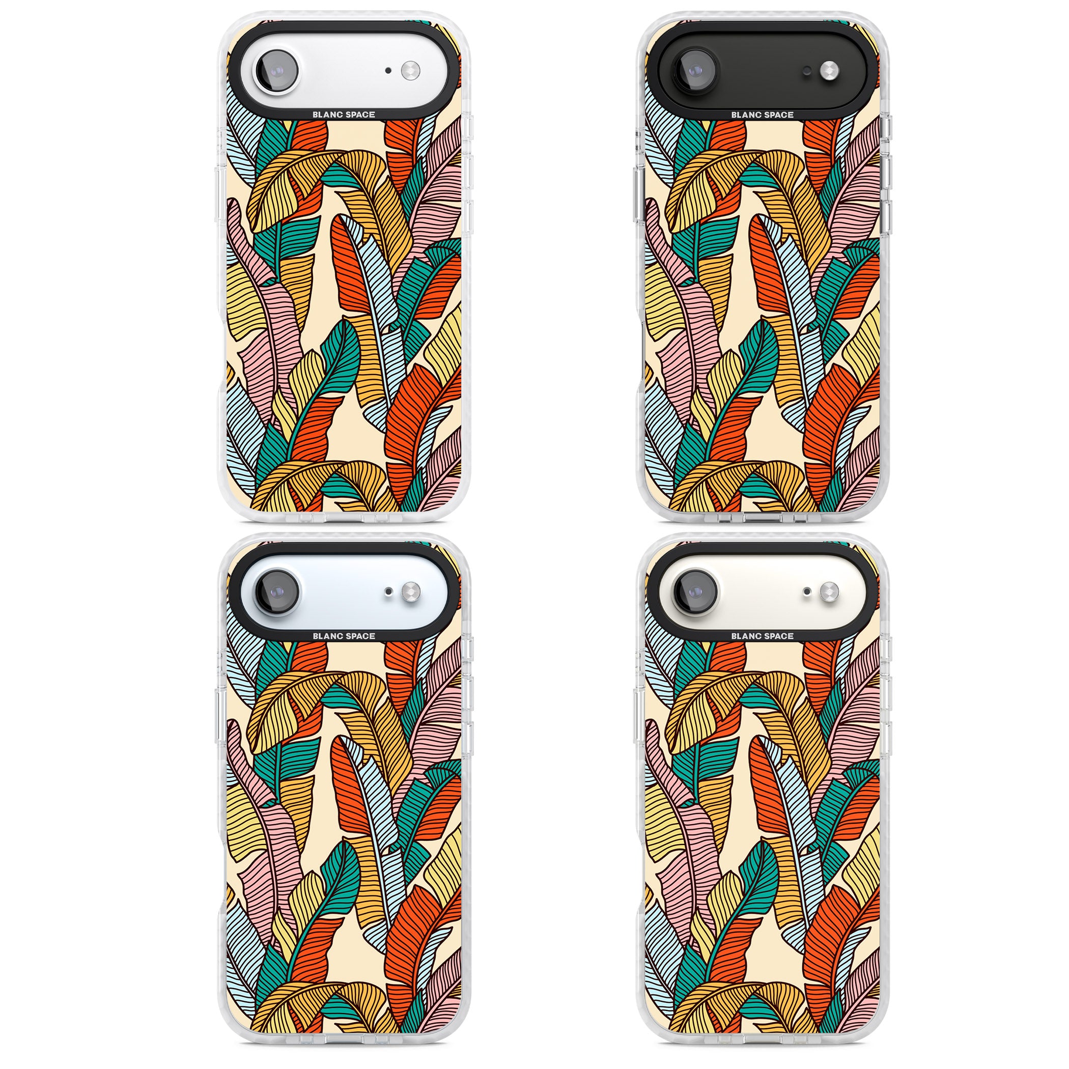 Pastel Palm Leaves iPhone 17 Air Impact Pro Clear Phone Case APT Impact Protection