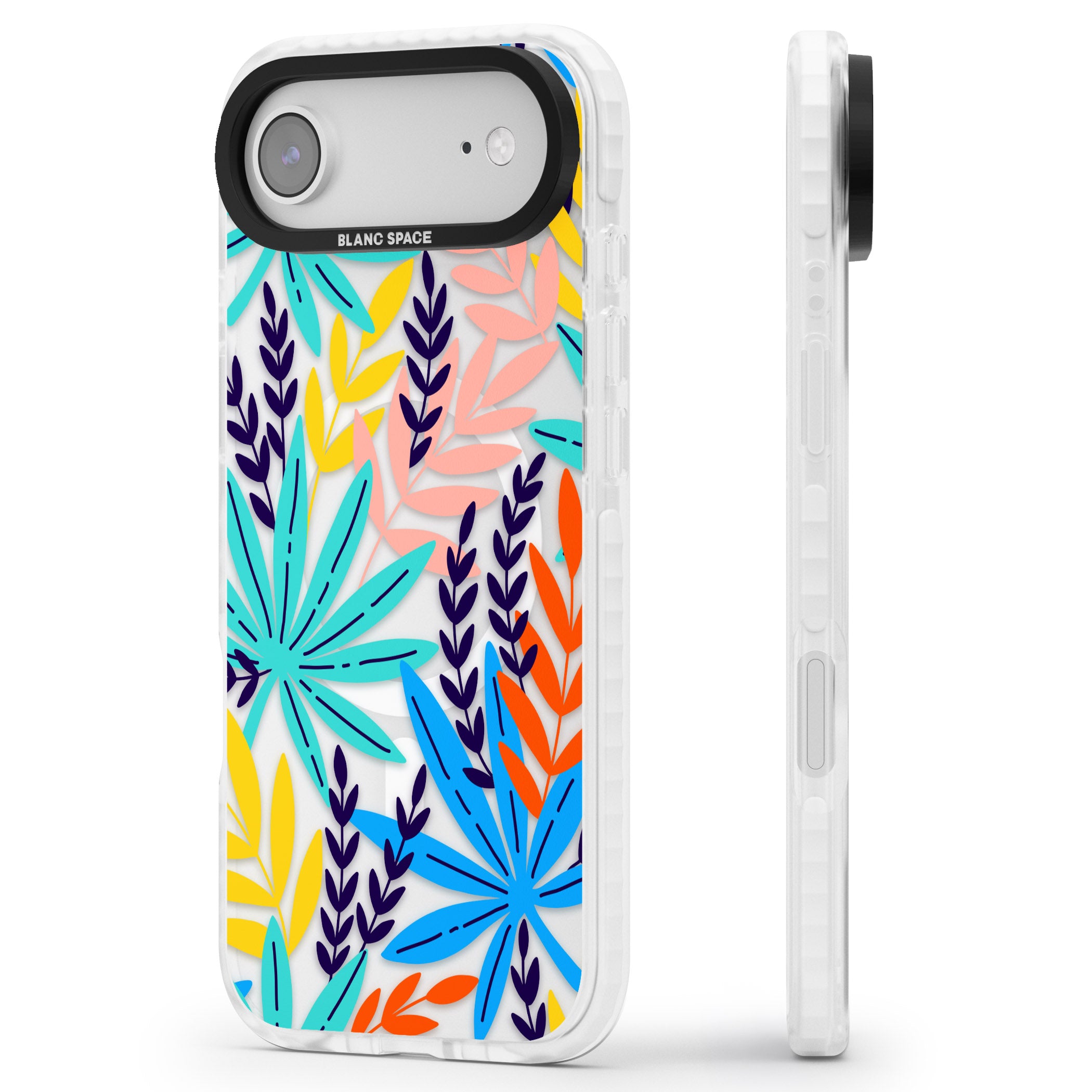 Tropical Palm Leaves iPhone 17 Air Impact Pro Clear Phone Case Side Profile