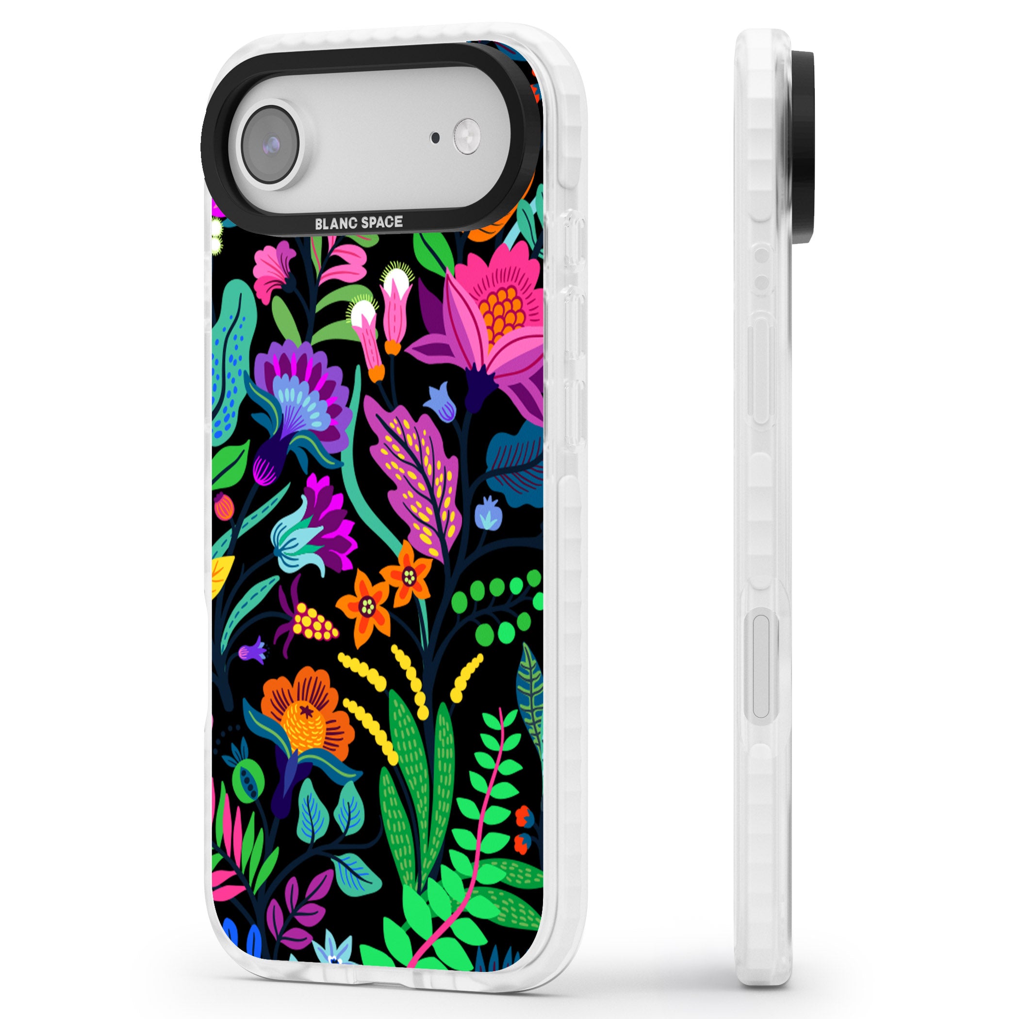 Floral Vibe (Black) iPhone 17 Air Impact Pro Clear Phone Case Side Profile