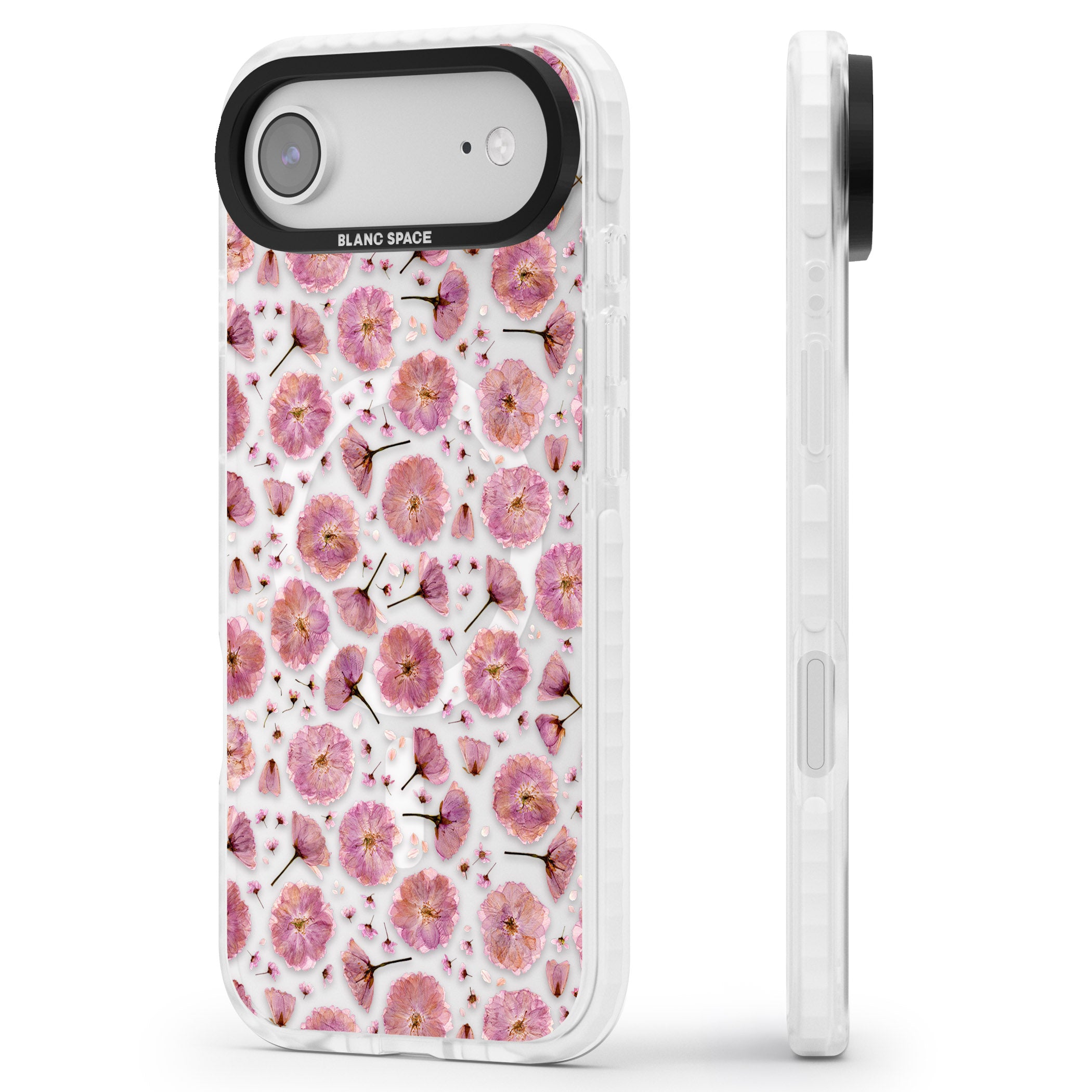 Pink Florals & Blossom iPhone 17 Air Impact Pro Clear Phone Case Side Profile
