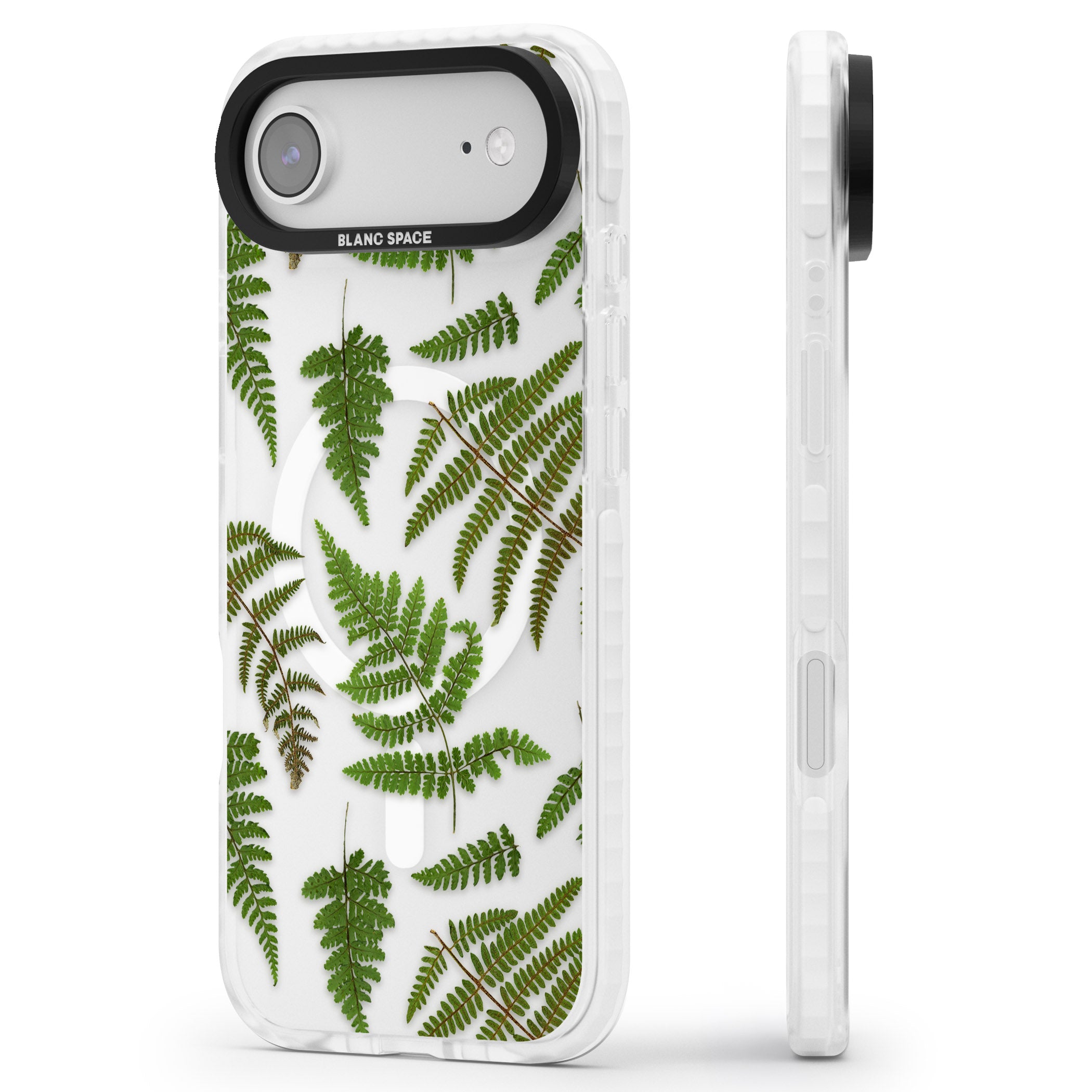 Leafy Ferns iPhone 17 Air Impact Pro Clear Phone Case Side Profile
