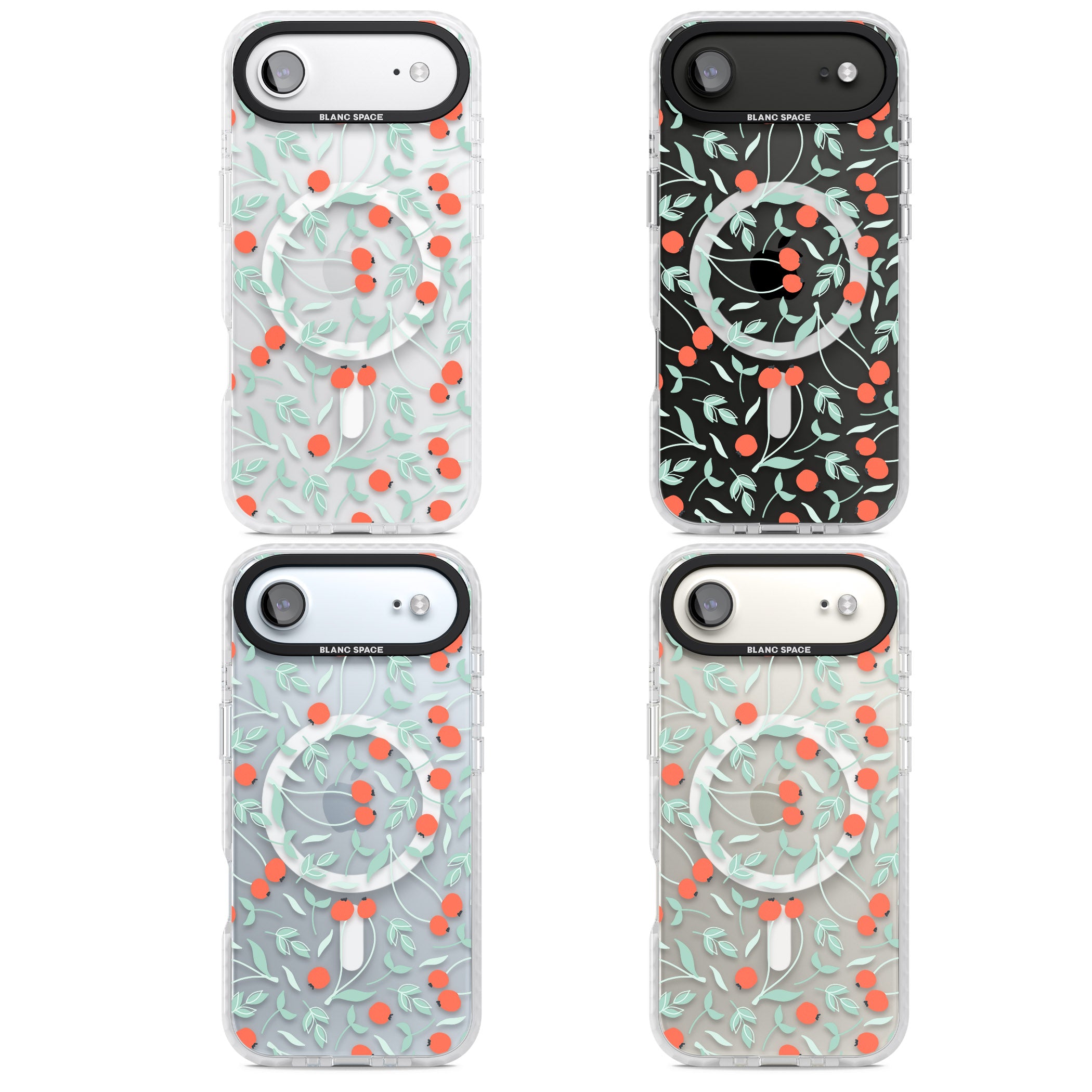 Red Berries Floral iPhone 17 Air Impact Pro Clear Phone Case APT Impact Protection