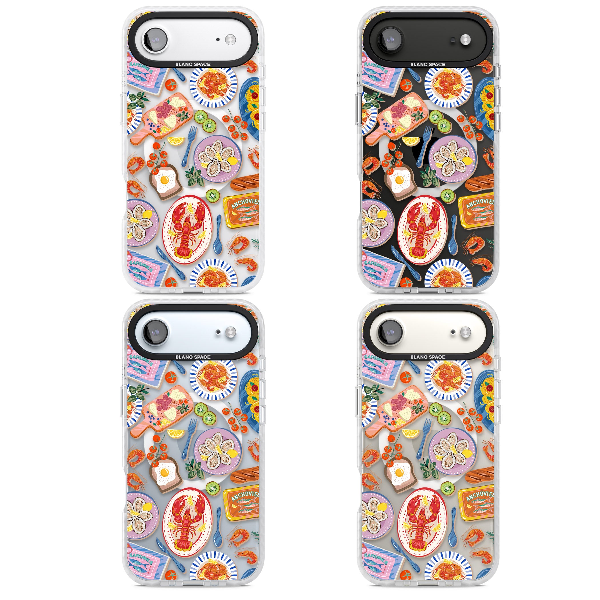Seafood Pattern iPhone 17 Air Impact Pro Clear Phone Case APT Impact Protection