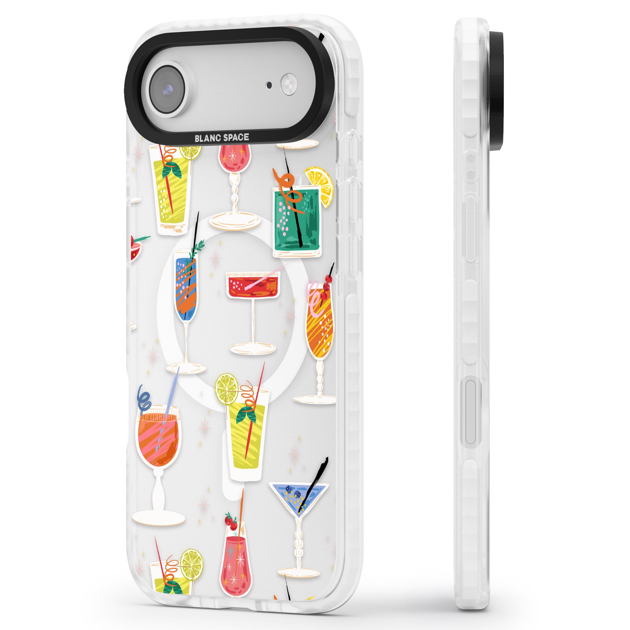 Retro Cocktails iPhone 17 Air Impact Pro Clear Phone Case Side Profile