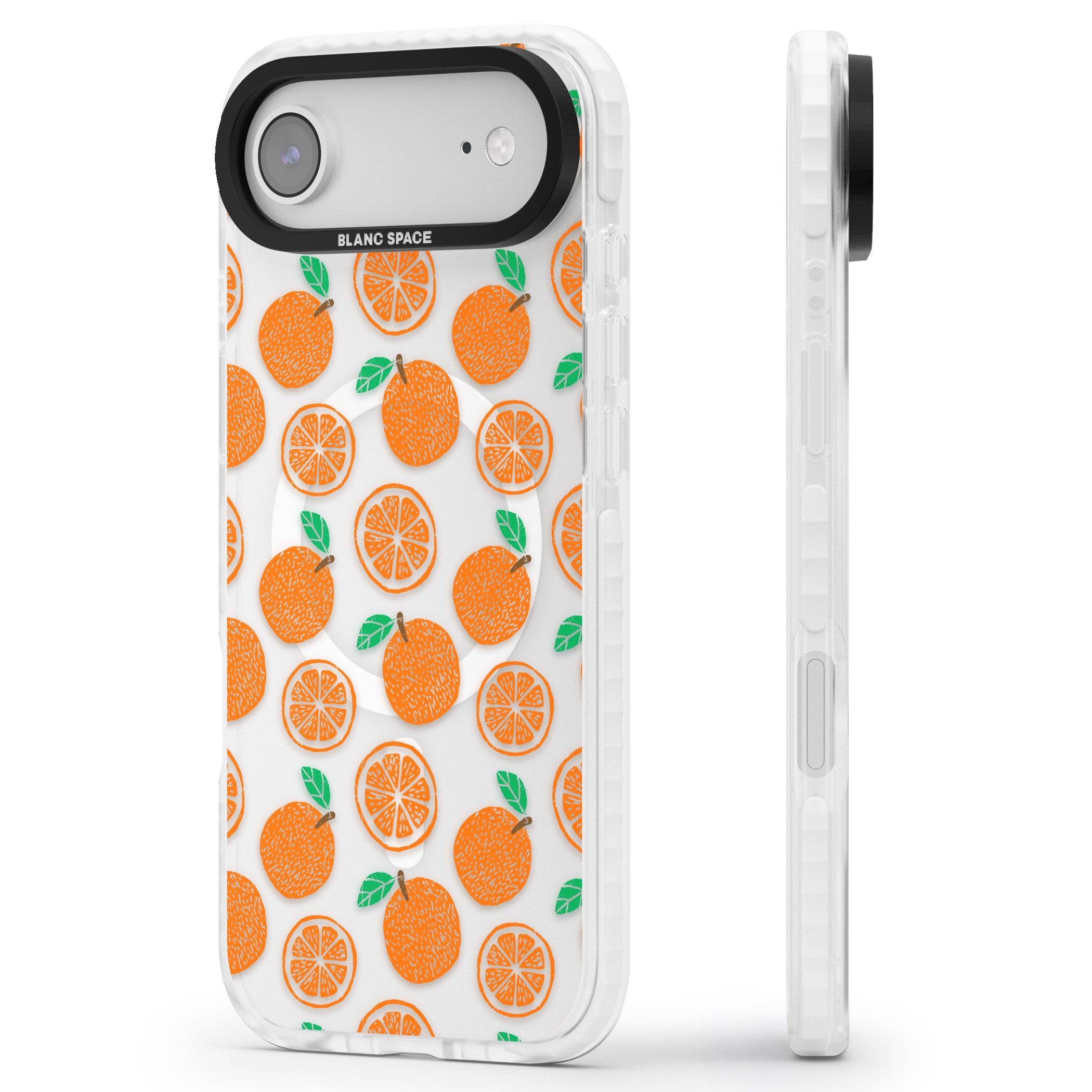 Orange Pattern iPhone 17 Air Impact Pro Clear Phone Case Side Profile