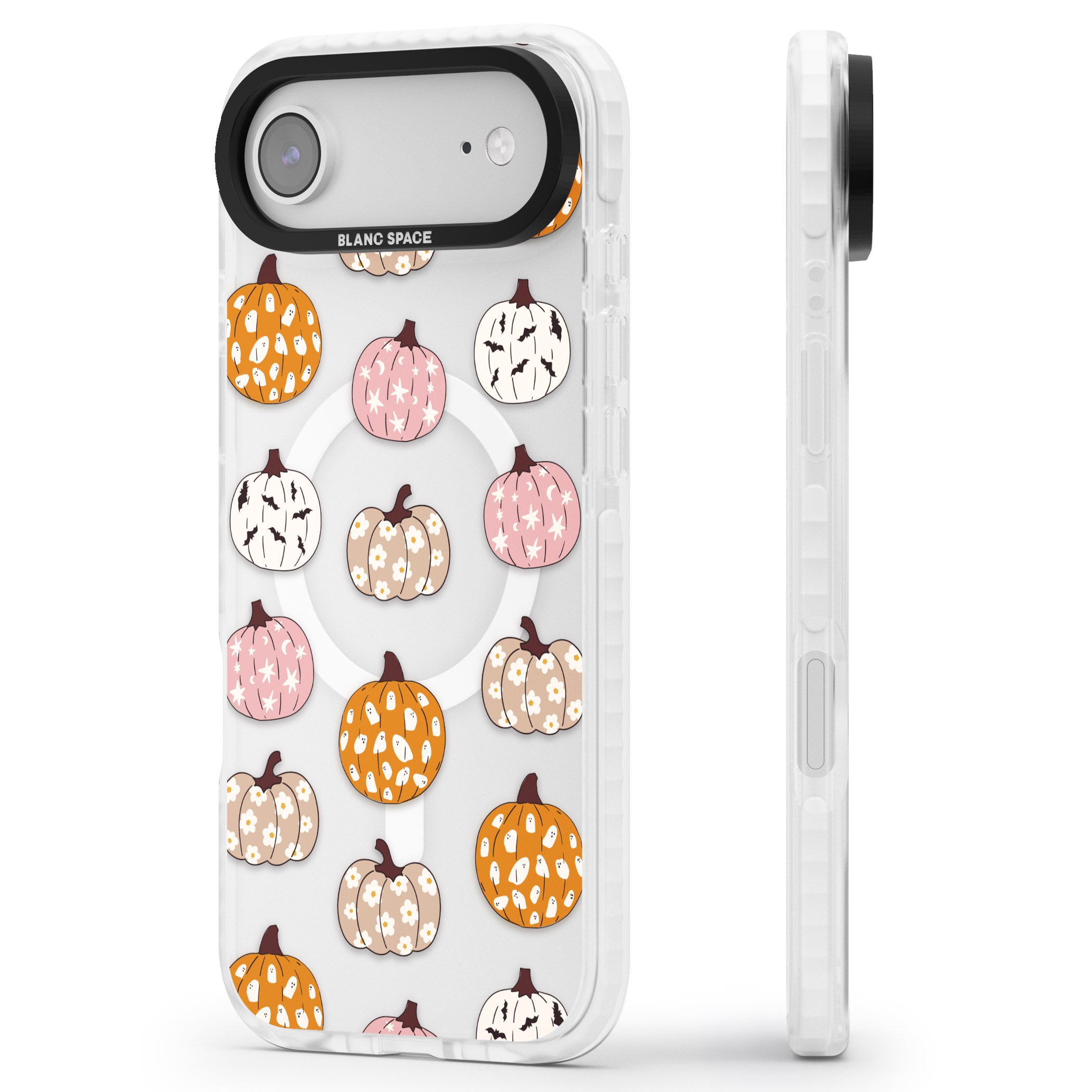 Floral Pumpkins iPhone 17 Air Impact Pro Clear Phone Case Side Profile