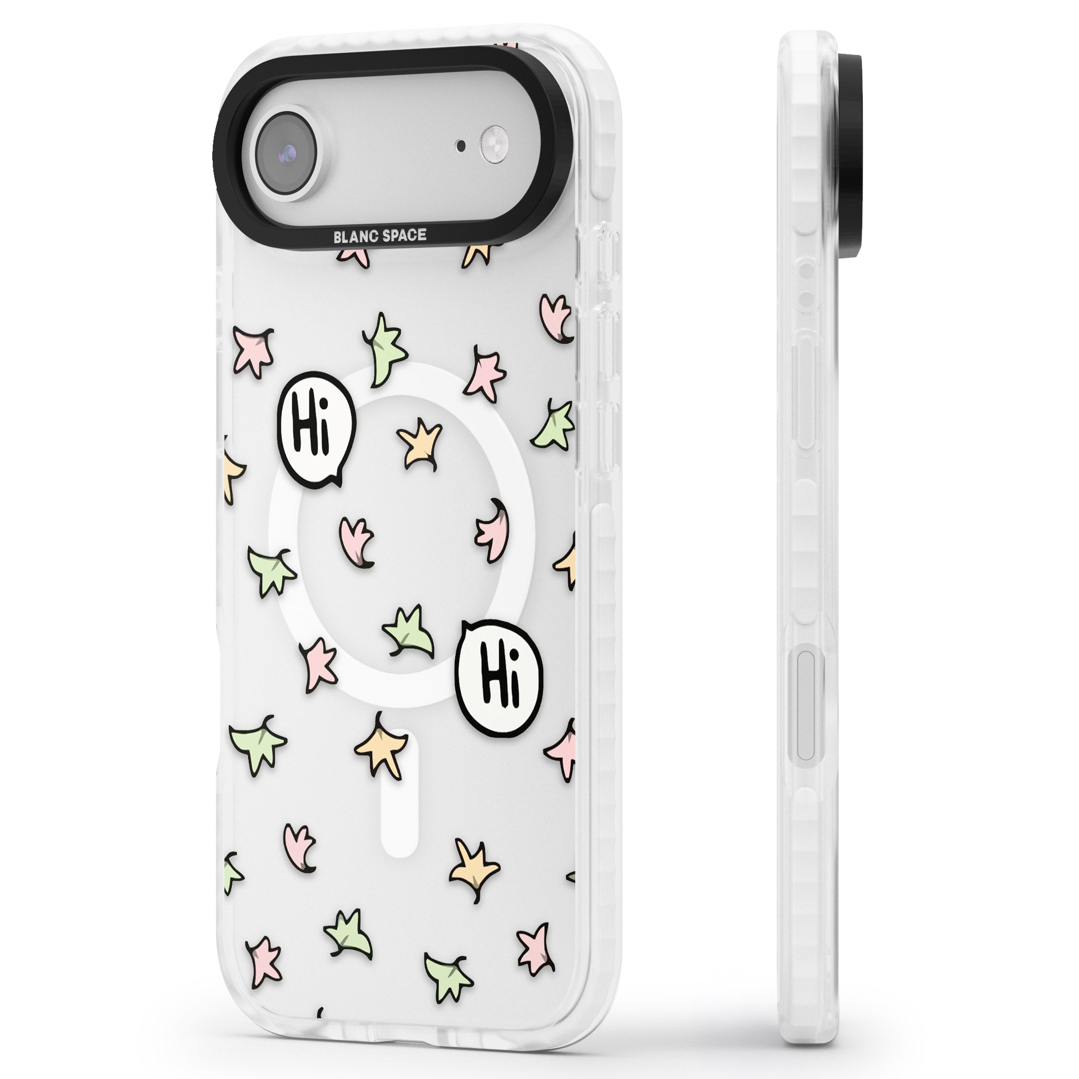 Heartstopper Leaves Pattern iPhone 17 Air Impact Pro Clear Phone Case Side Profile