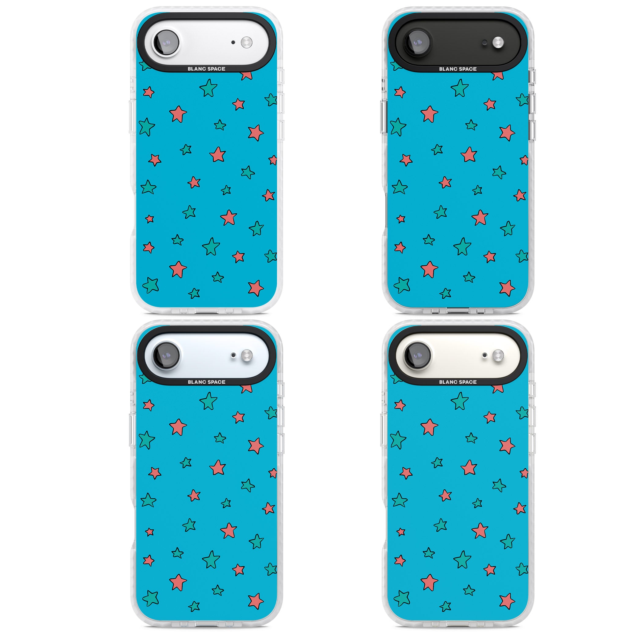 Blue Heartstopper Stars Pattern iPhone 17 Air Impact Pro Clear Phone Case APT Impact Protection