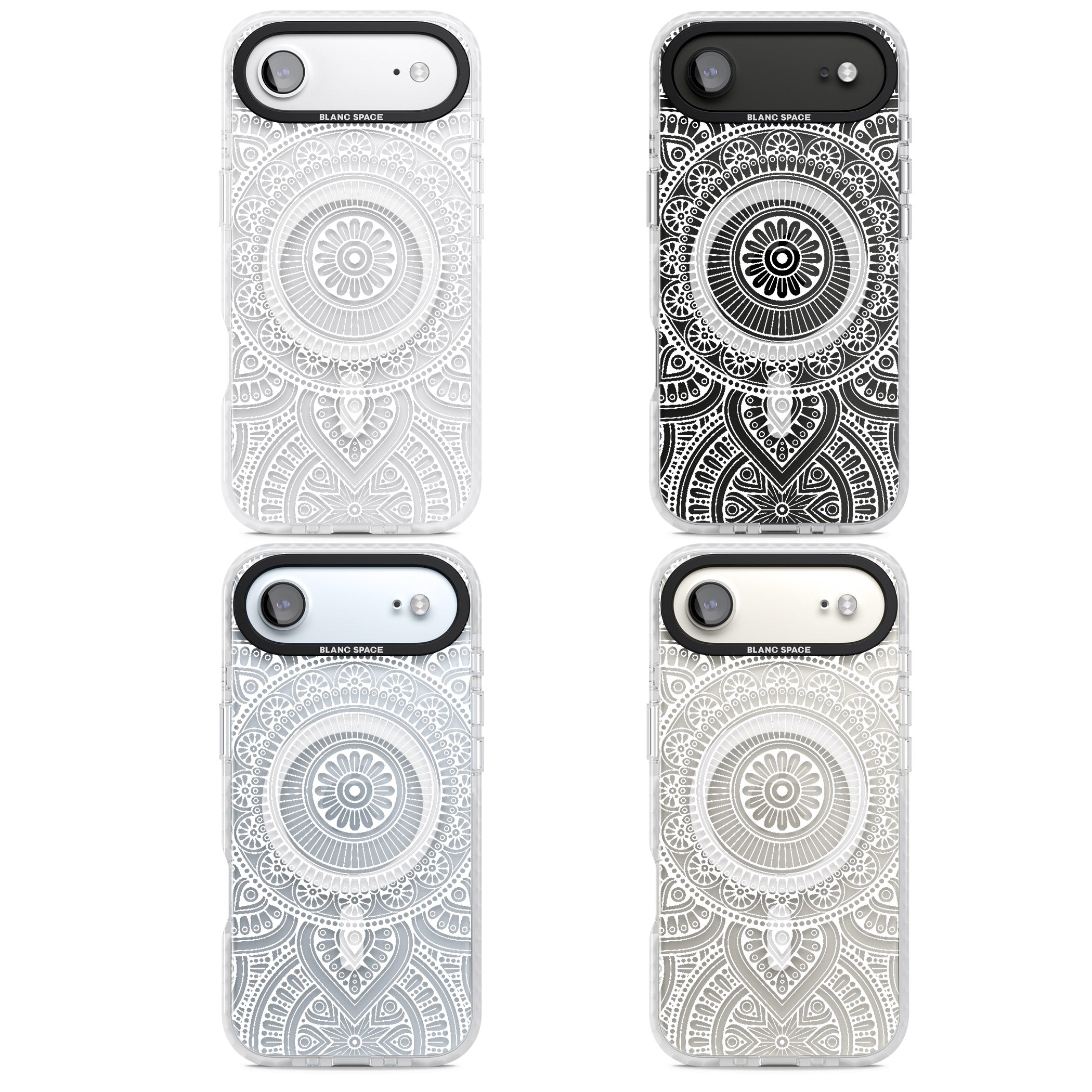 White Henna Flower Wheel iPhone 17 Air Impact Pro Clear Phone Case APT Impact Protection