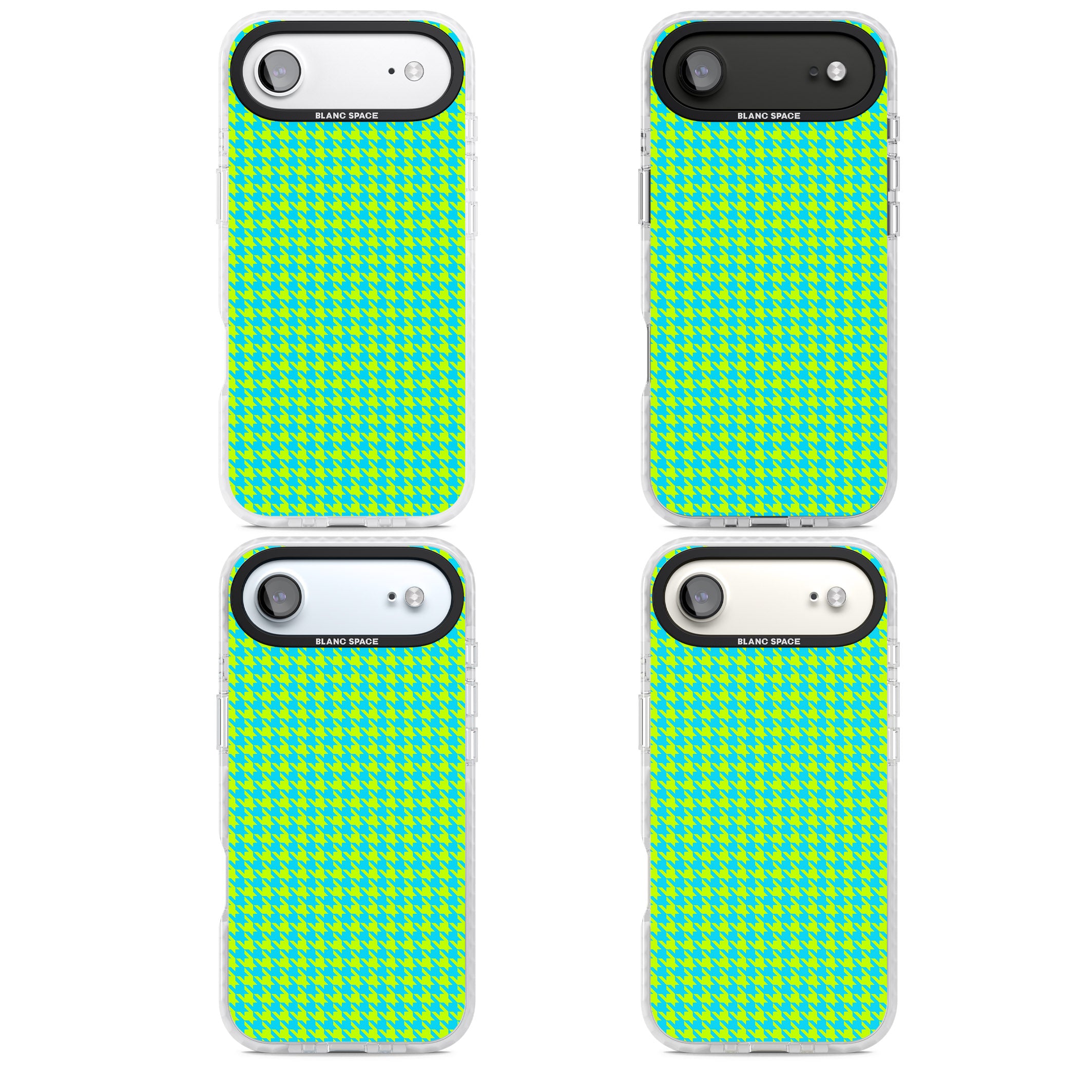 Neon Lime & Turquoise Houndstooth iPhone 17 Air Impact Pro Clear Phone Case APT Impact Protection
