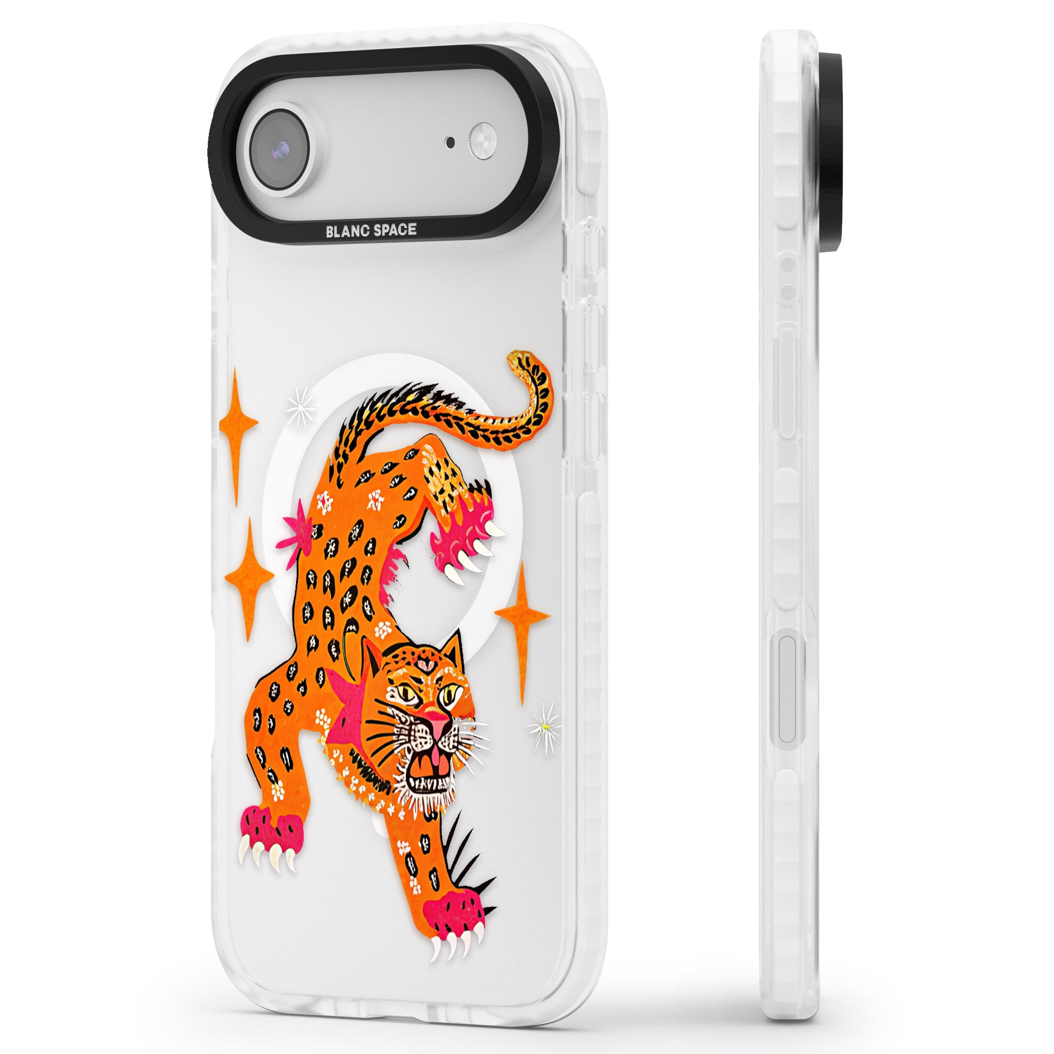 Fierce Jaguar Clear iPhone 17 Air Impact Pro Clear Phone Case Side Profile