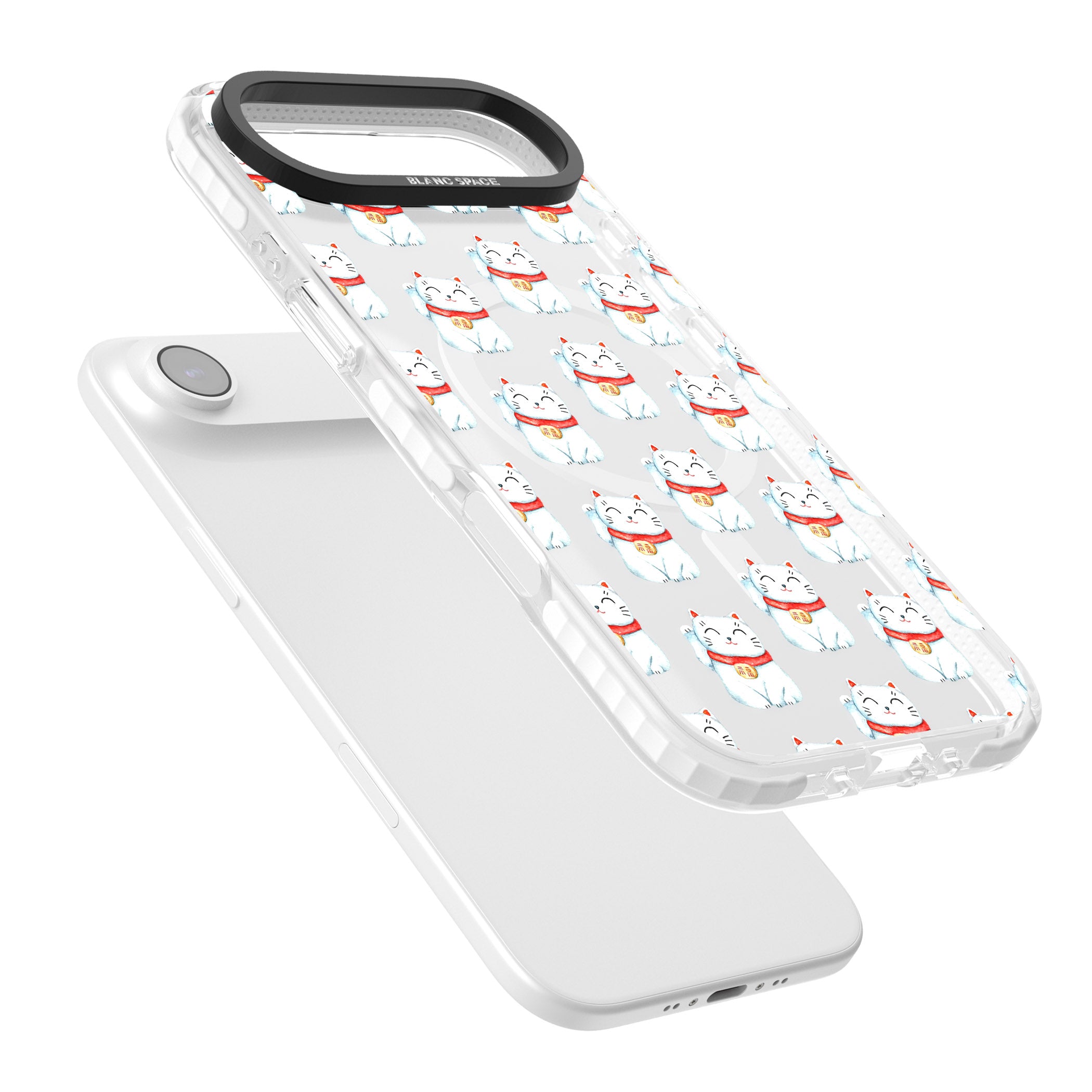Lucky Cat Pattern iPhone 17 Air Impact Pro Clear Phone Case Colours