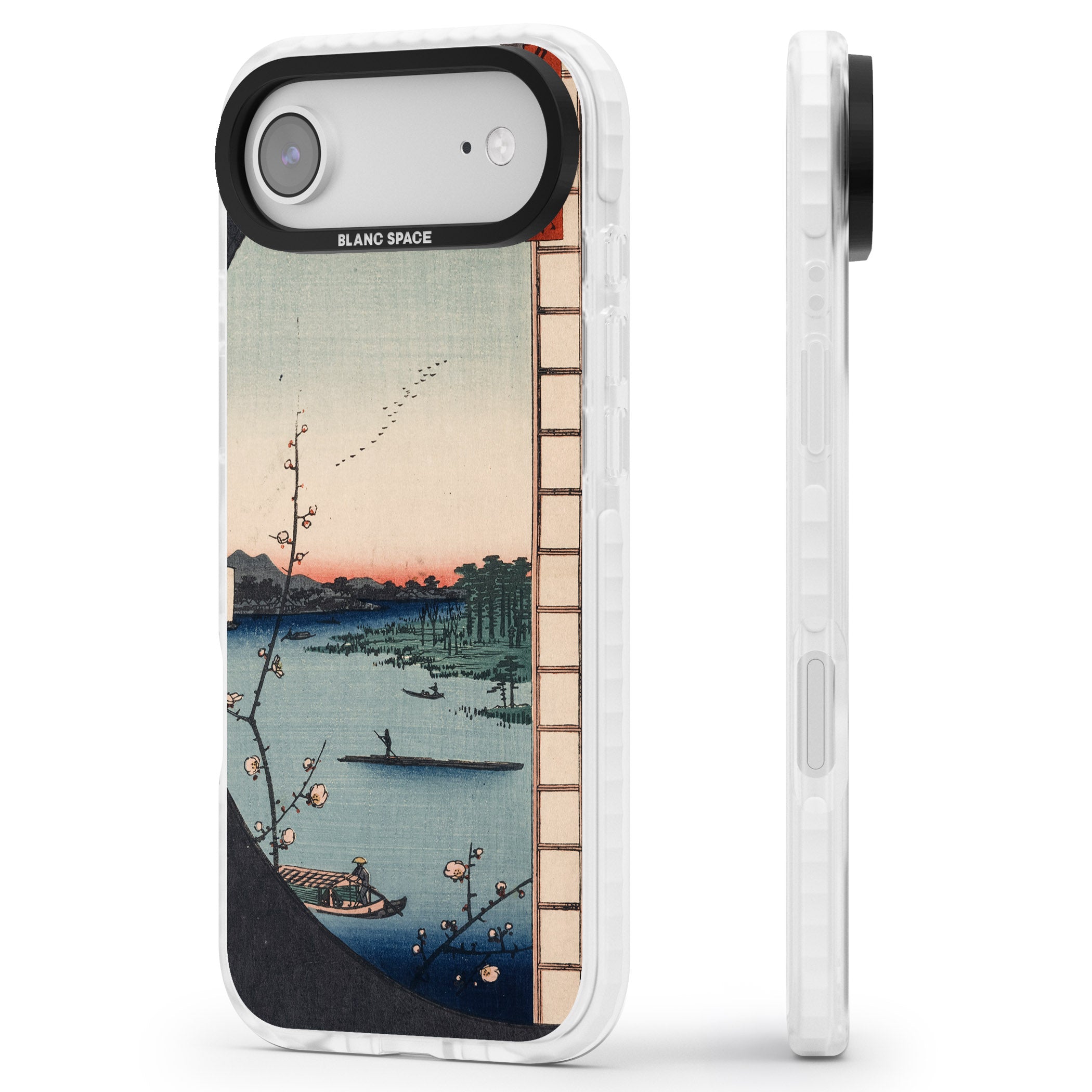 Vintage Japanese Illustrations Lake At Sunset iPhone 17 Air Impact Pro Clear Phone Case Side Profile