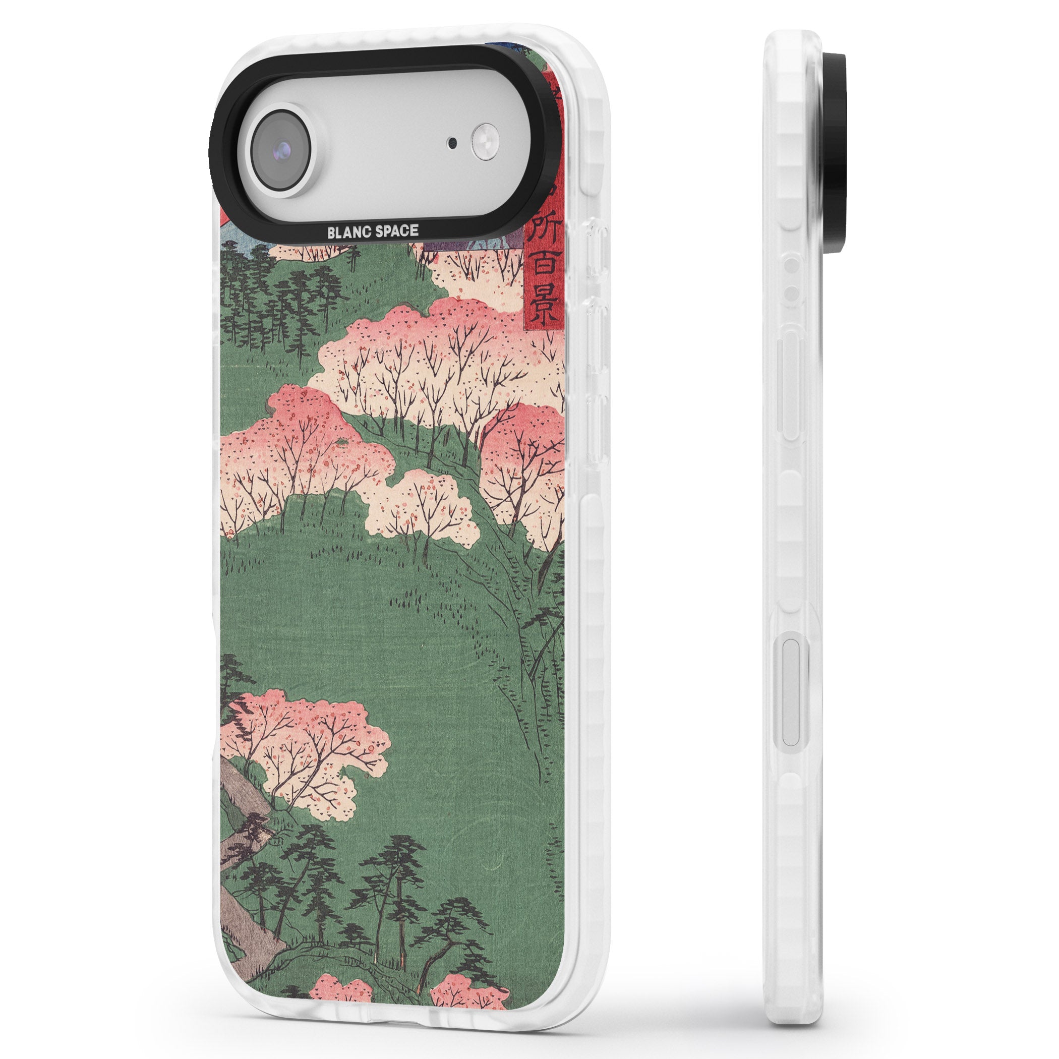 Japanese Illustration Cherry Blossom Forest iPhone 17 Air Impact Pro Clear Phone Case Side Profile