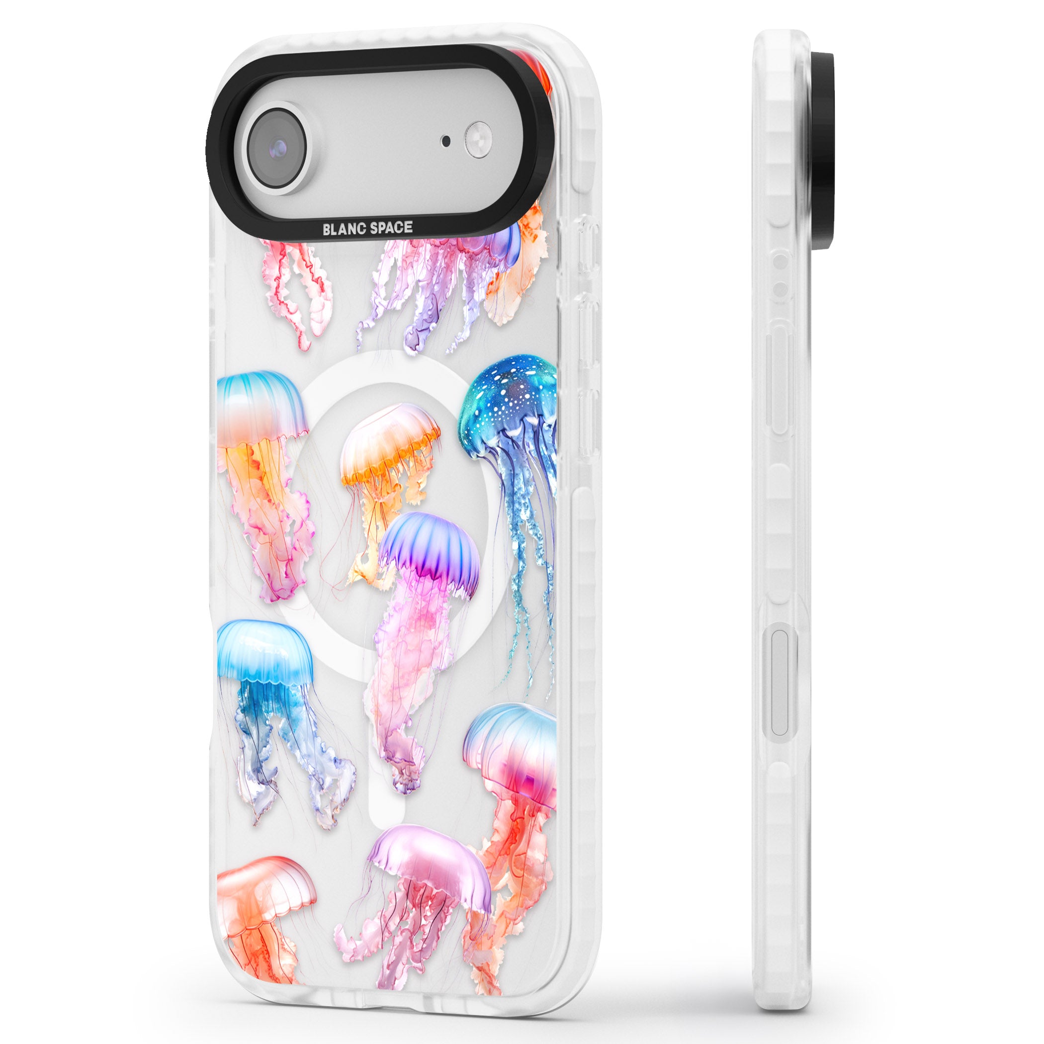 Vibrant Jellyfish iPhone 17 Air Impact Pro Clear Phone Case Side Profile