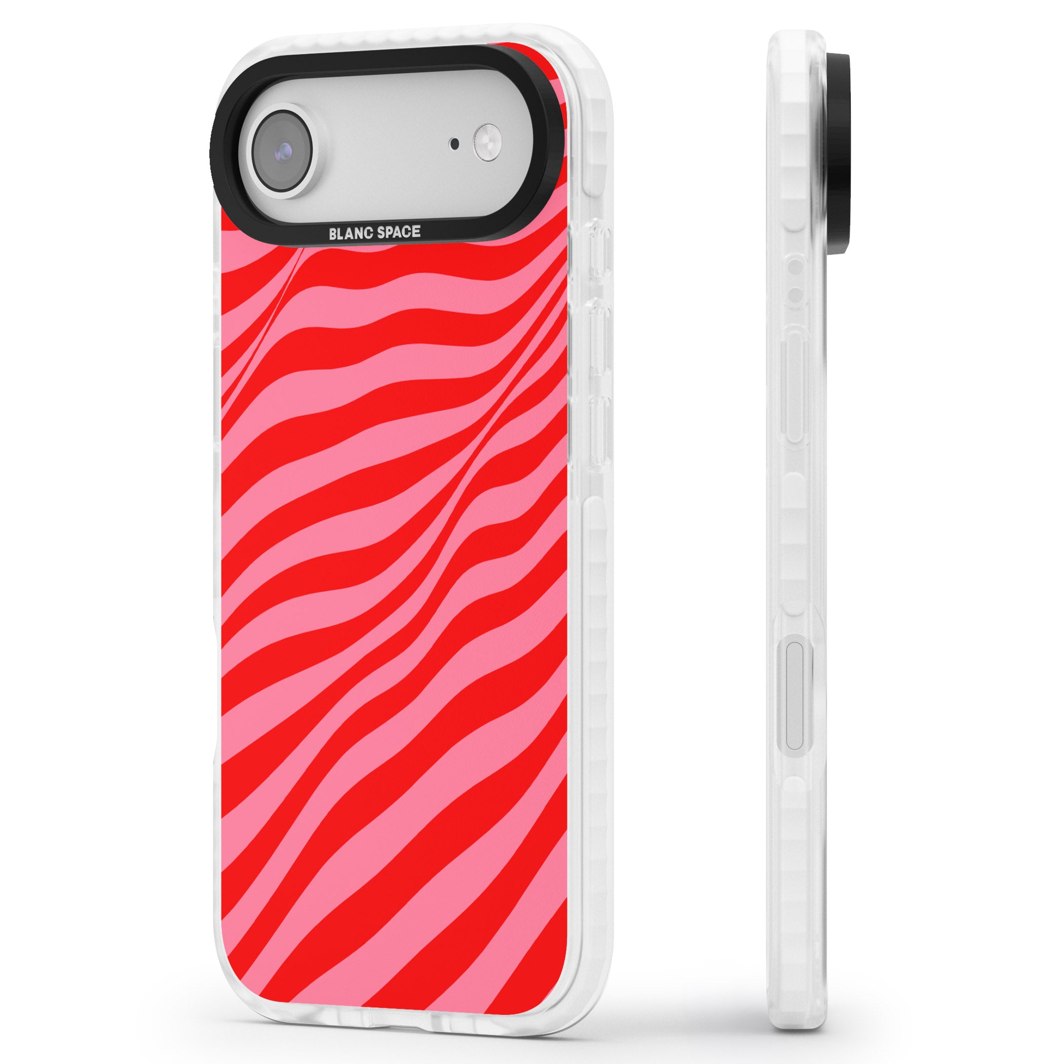 Pink & Red Distorted Line iPhone 17 Air Impact Pro Clear Phone Case Side Profile
