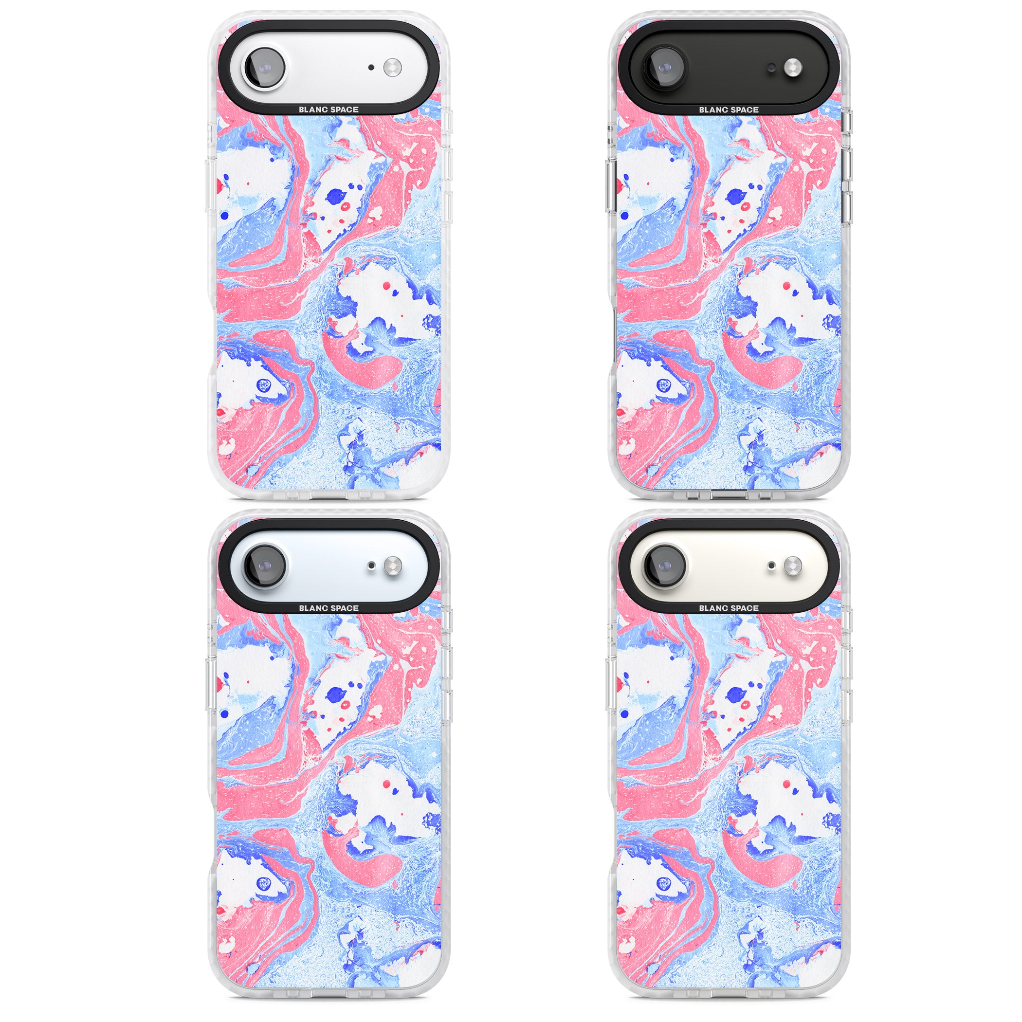 Pink, Blue & White Marbled Paper Pattern iPhone 17 Air Impact Pro Clear Phone Case APT Impact Protection