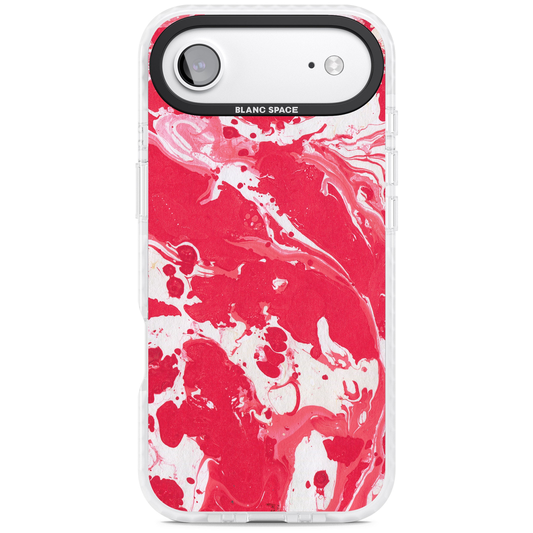 Red & White Marbled iPhone 17 Air Impact Pro Clear Phone Case