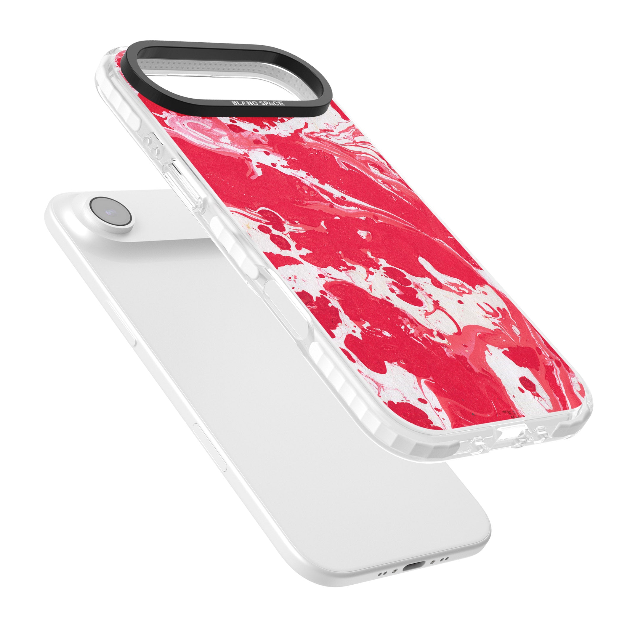 Red & White Marbled iPhone 17 Air Impact Pro Clear Phone Case Colours