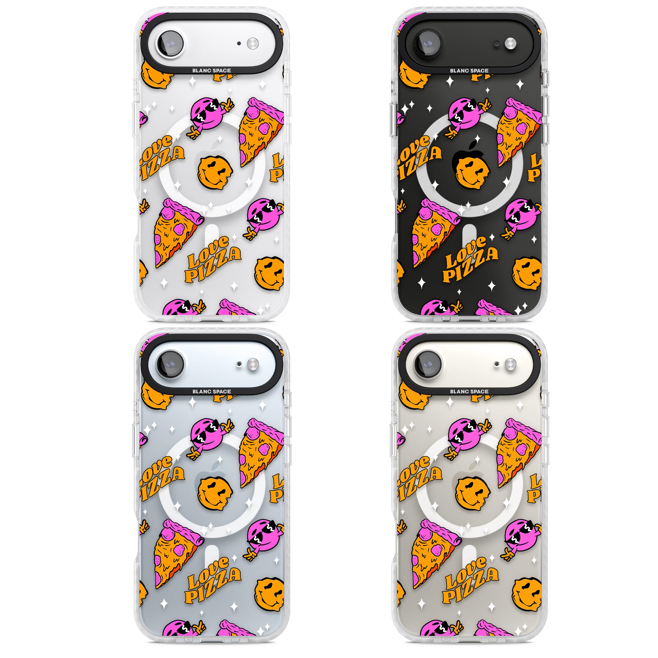 Psychedelic Love Pizza Pattern (Clear) iPhone 17 Air Impact Pro Clear Phone Case APT Impact Protection