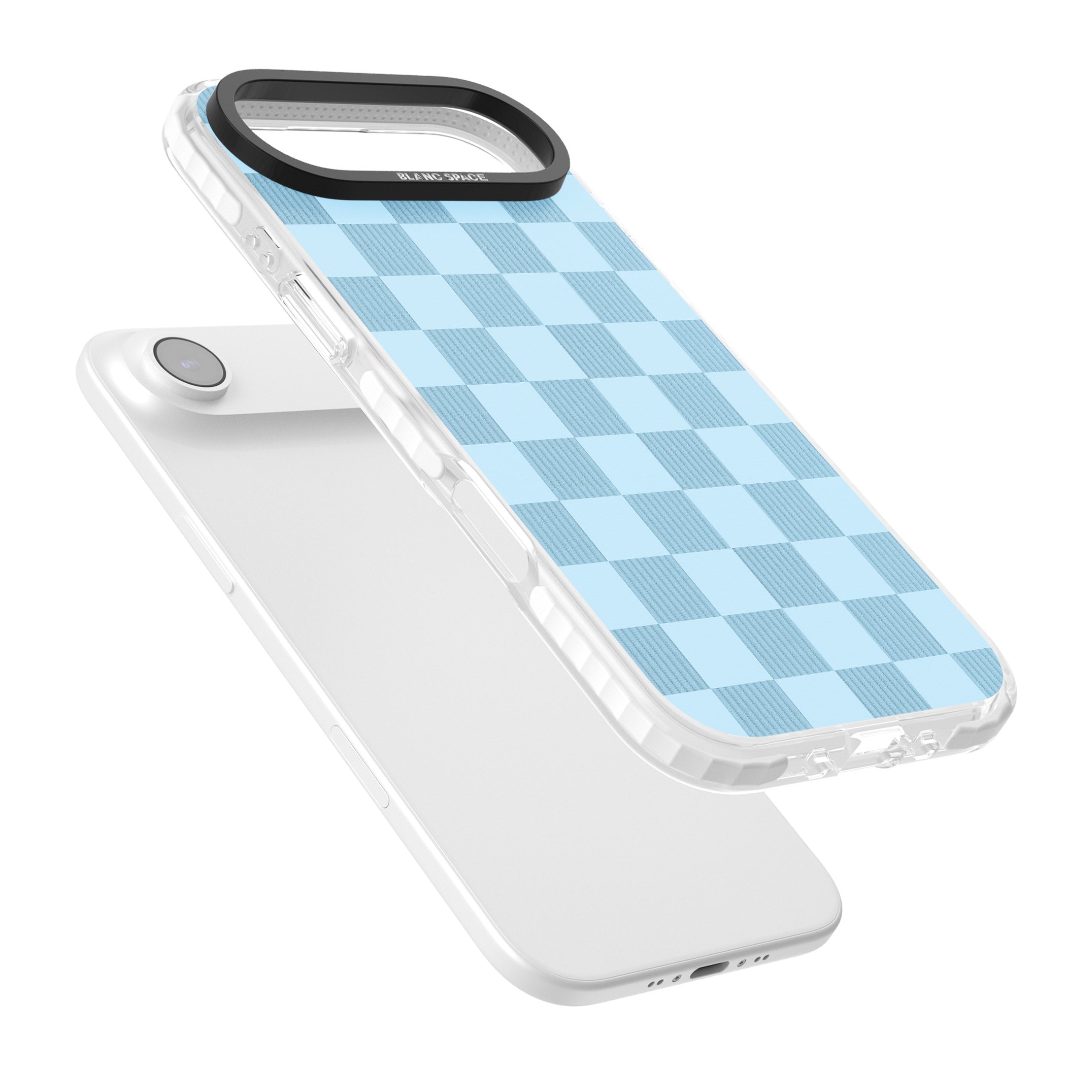 Skyblue Checkered iPhone 17 Air Impact Pro Clear Phone Case Colours