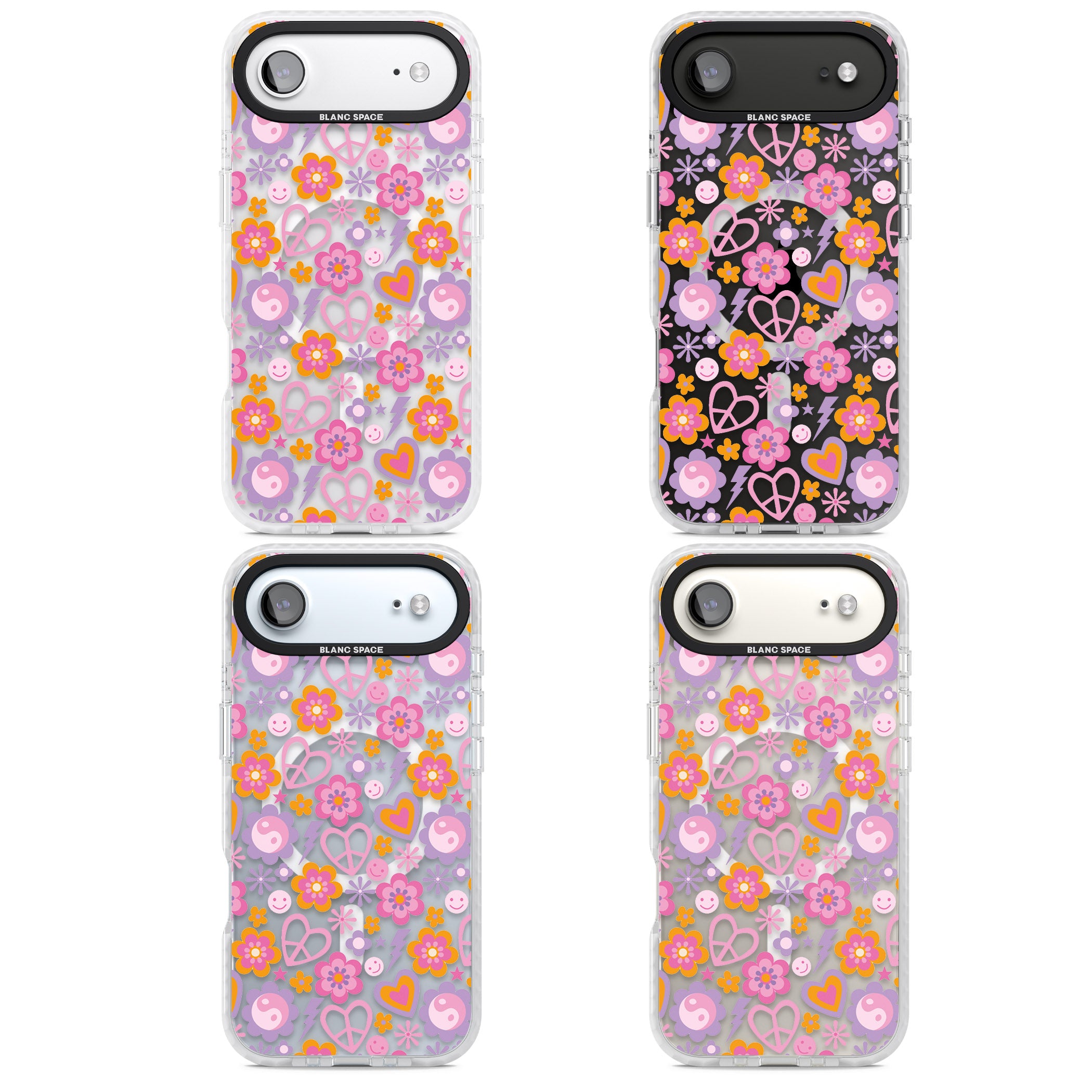 Peace, Love And Flowers Pattern iPhone 17 Air Impact Pro Clear Phone Case APT Impact Protection