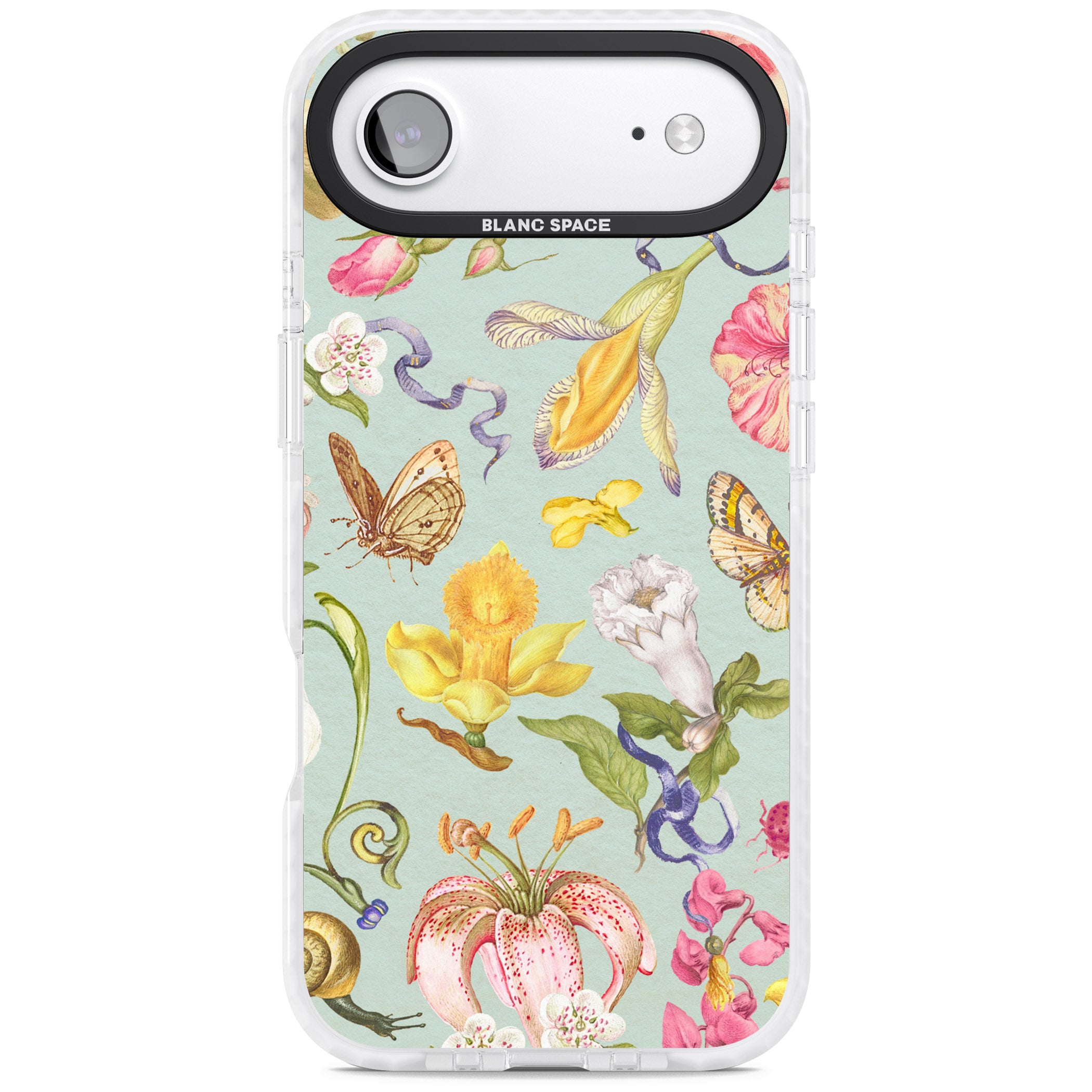 Blue Vintage Painted Flowers iPhone 17 Air Impact Pro Clear Phone Case