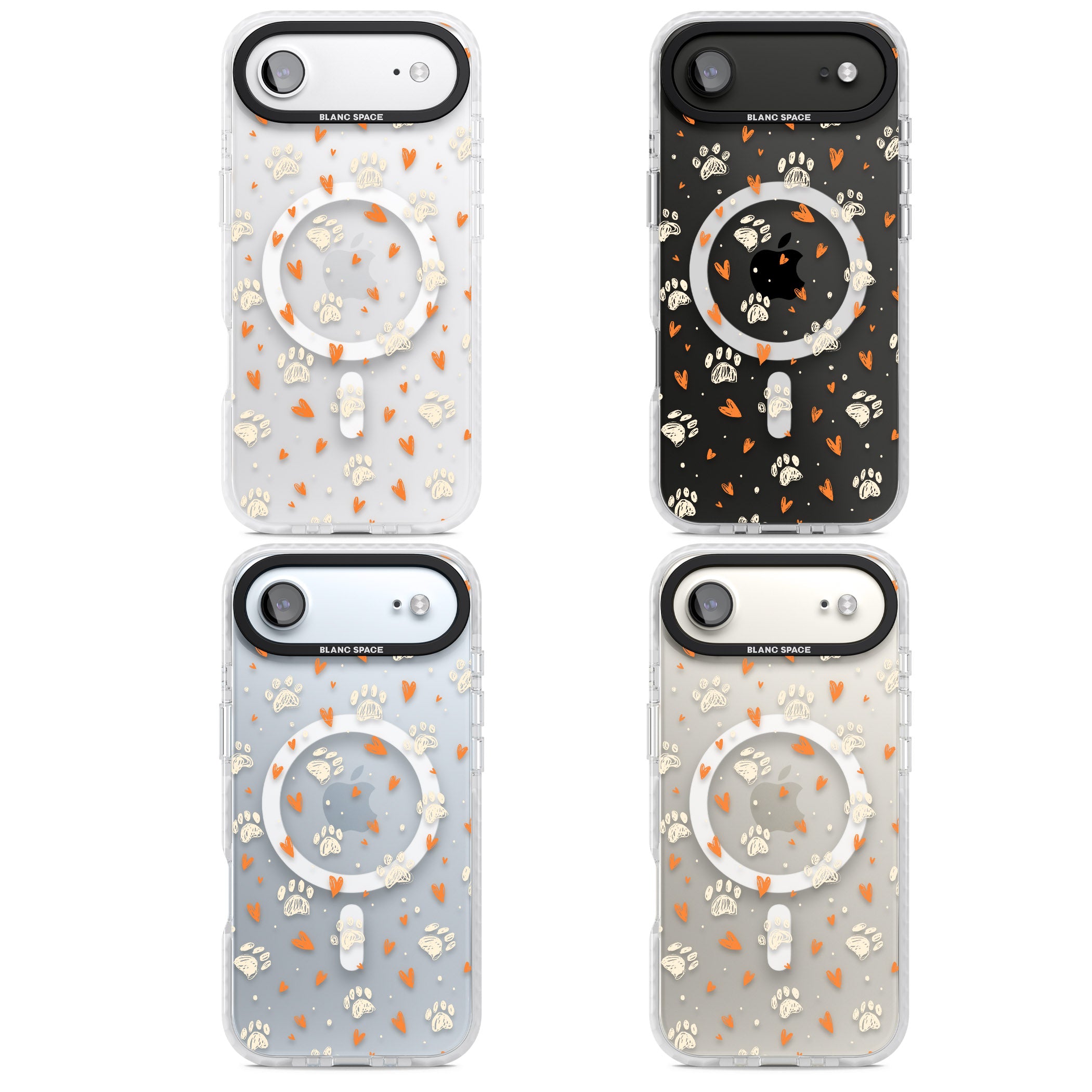 Paws And Hearts Pattern iPhone 17 Air Impact Pro Clear Phone Case APT Impact Protection